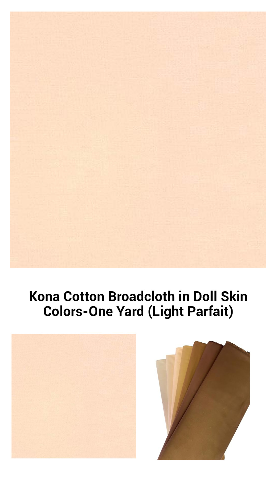 Premium Kona Cotton Broadcloth in Light Parfait - 100% Cotton Fabric for Doll Making and Crafting