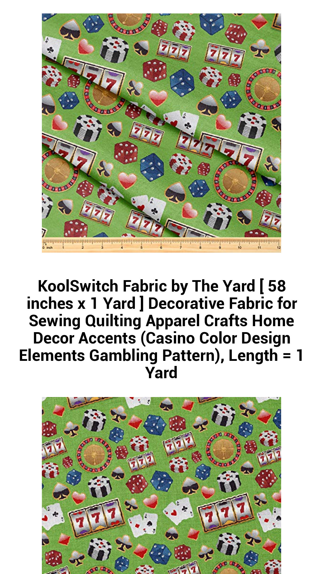 Elevate Your Crafts with KoolSwitch Casino-Themed Fabric by The Yard - 58 Inches x 1 Yard for Quilting, Apparel, and Home Decor