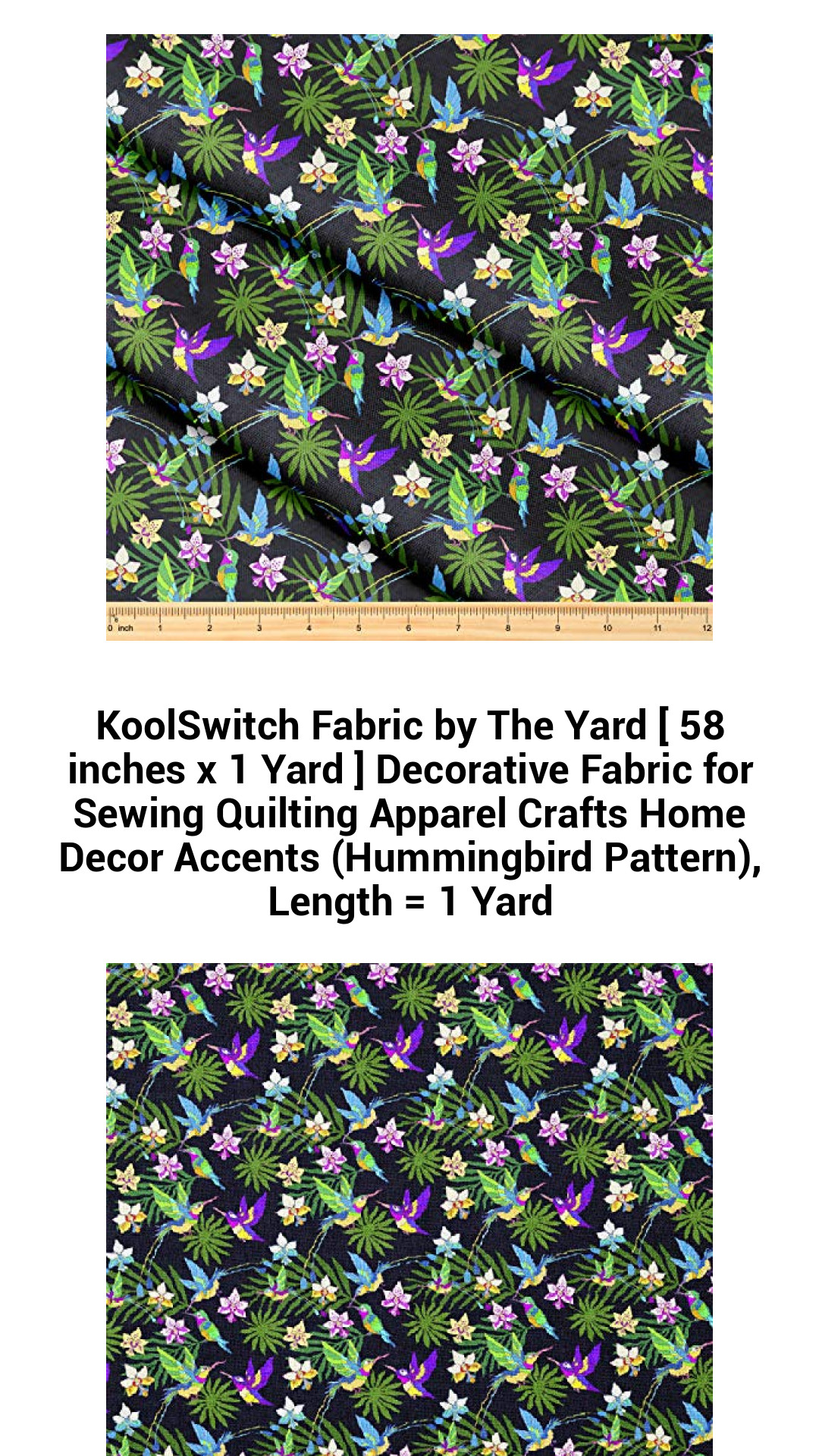 Hummingbird Delight KoolSwitch Fabric by The Yard - 58 Inches x 1 Yard, Versatile Decorative Fabric for Sewing, Quilting, Crafts, and Home Decor