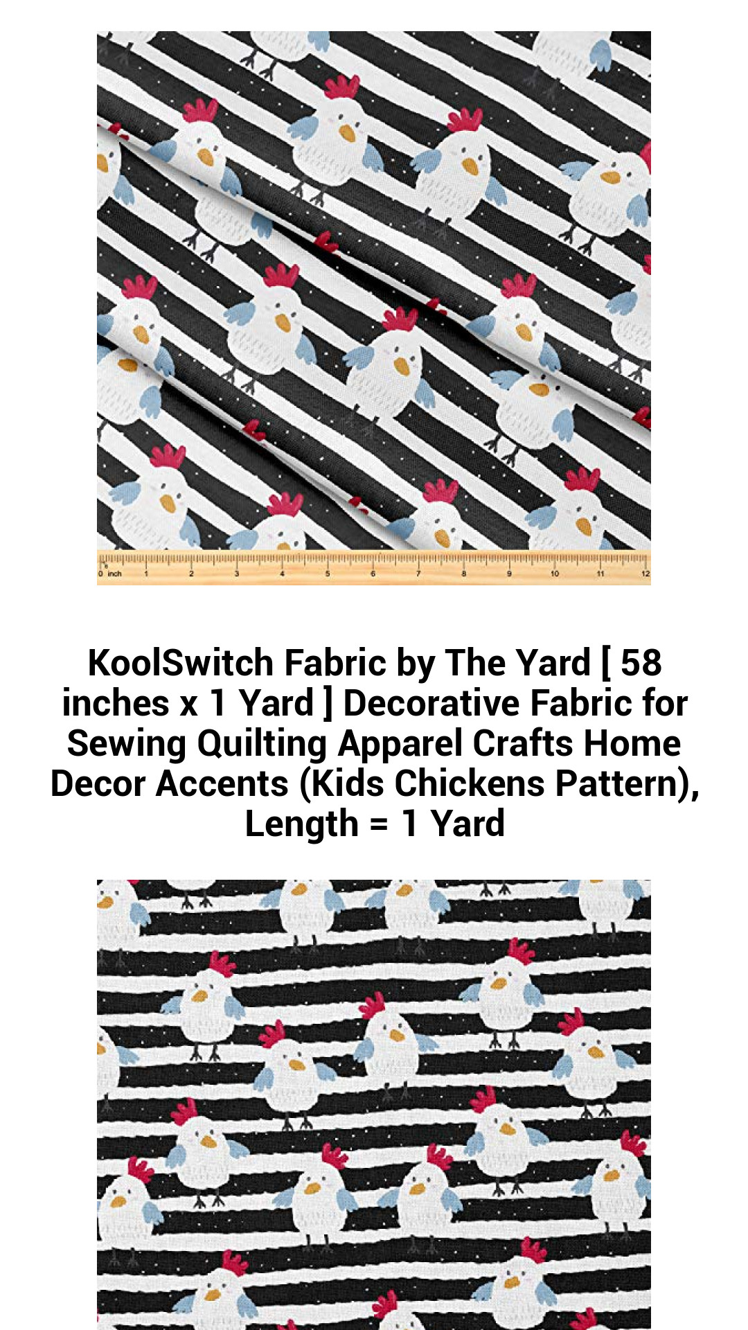 Vibrant Kids Chickens Decorative Fabric by The Yard - Perfect for Sewing, Quilting, Apparel, Crafts & Home Décor (58 inches x 1 Yard)