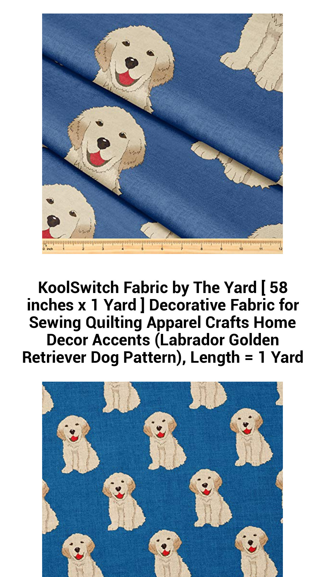 Premium Labrador Retriever Decorative Fabric by The Yard – 58 Inches x 1 Yard for Sewing, Quilting, Crafts, and Home Decor