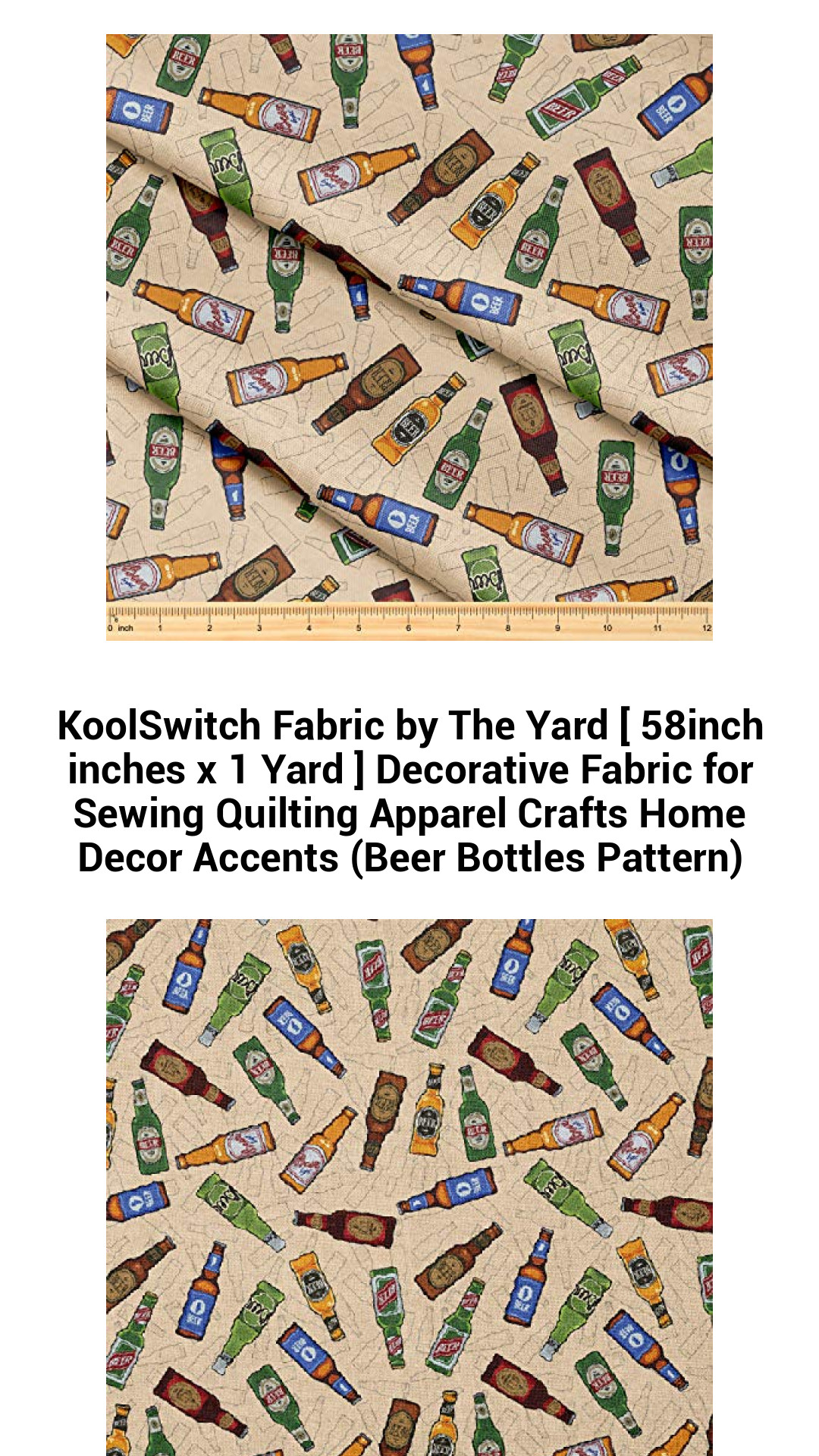 Premium KoolSwitch Decorative Fabric by The Yard - 58"x1 Yard Beer Bottles Pattern for Sewing, Quilting, Crafts, and Home Décor