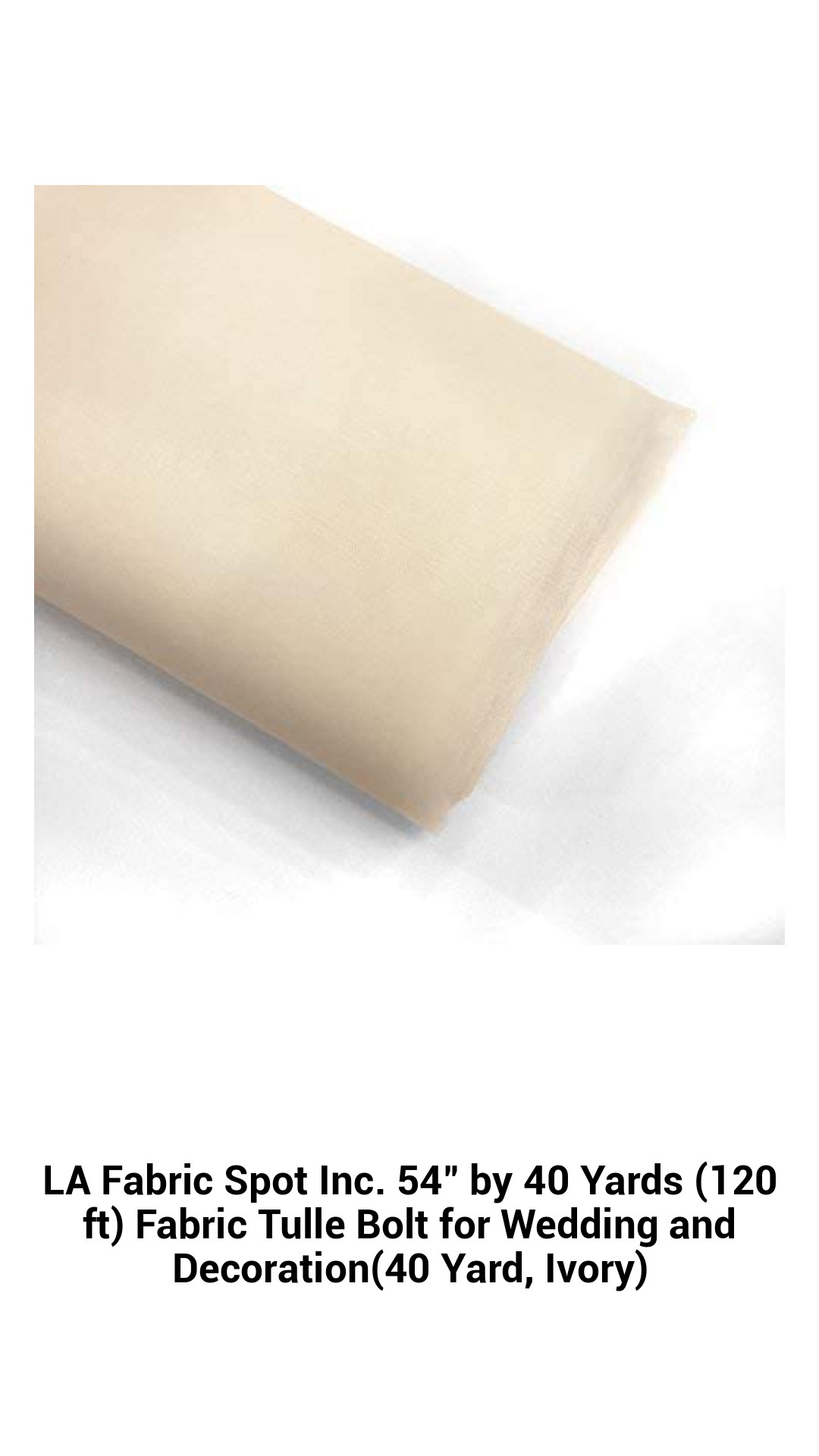 Premium Ivory Tulle Fabric Bolt - 54" x 40 Yards of Versatile Wedding and Event Decoration Material