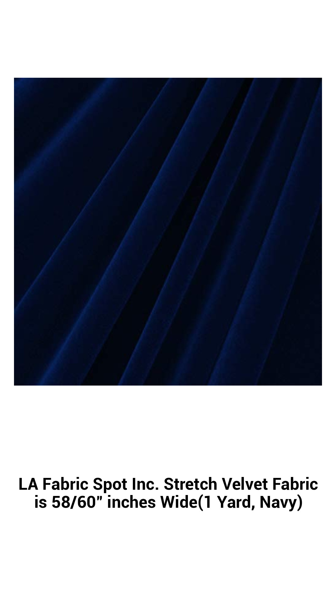 Luxurious Navy Stretch Velvet Fabric - Premium 58/60" Wide Soft Textile for Fashion & Crafting (1 Yard)