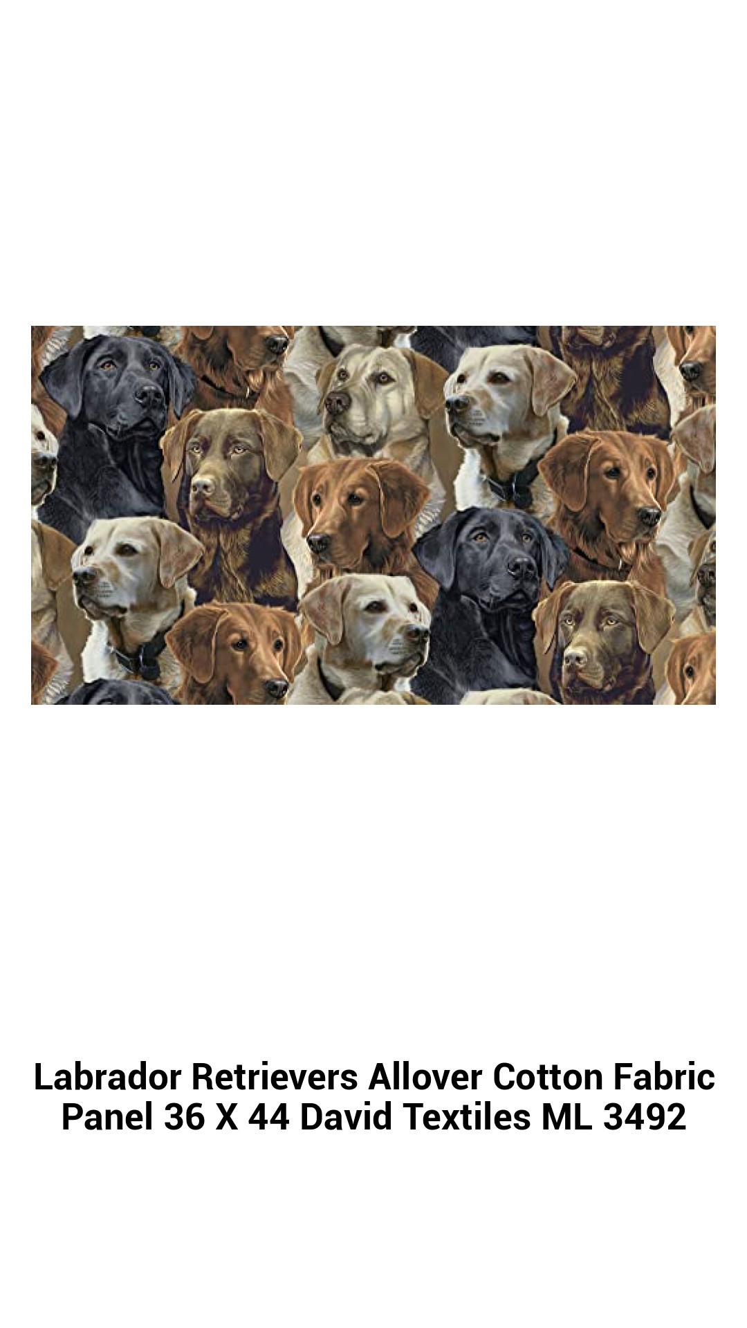 Premium Labrador Retriever Allover Cotton Fabric Panel – 36" x 44" – Perfect for Quilting, Sewing, and Crafting Enthusiasts