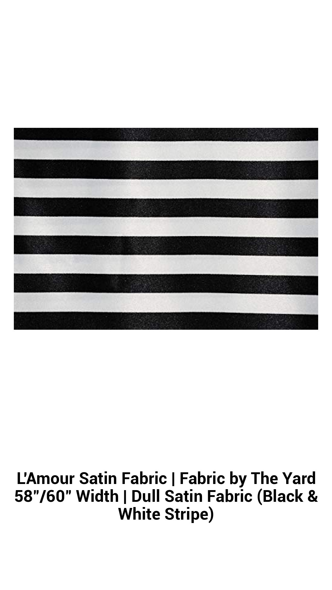 Luxurious L'Amour Satin Fabric by the Yard | Elegant Black & White Striped Dull Satin – Perfect for Fashion and Home Décor
