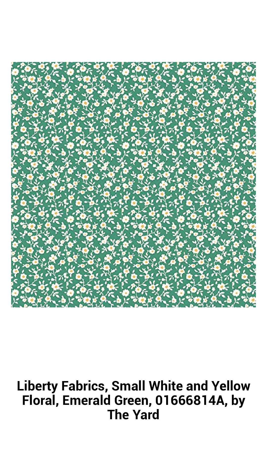 Exquisite Emerald Green Floral Fabric - Small White and Yellow Blooms by Liberty Fabrics, Sold by the Yard