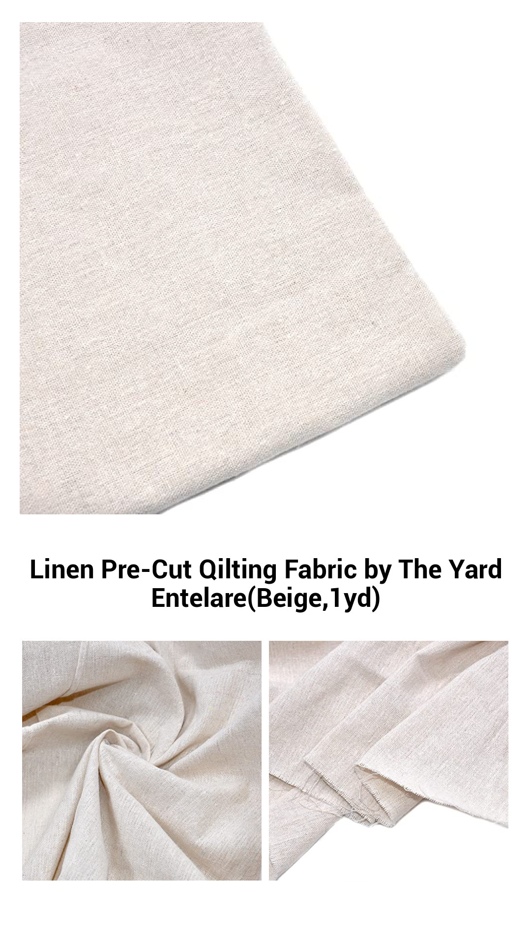 Linen Pre-Cut Qilting Fabric by The Yard Entelare(Beige,1yd) Linen Pre-Cut Qilting Fabric by The Yard Entelare(Beige,1yd)