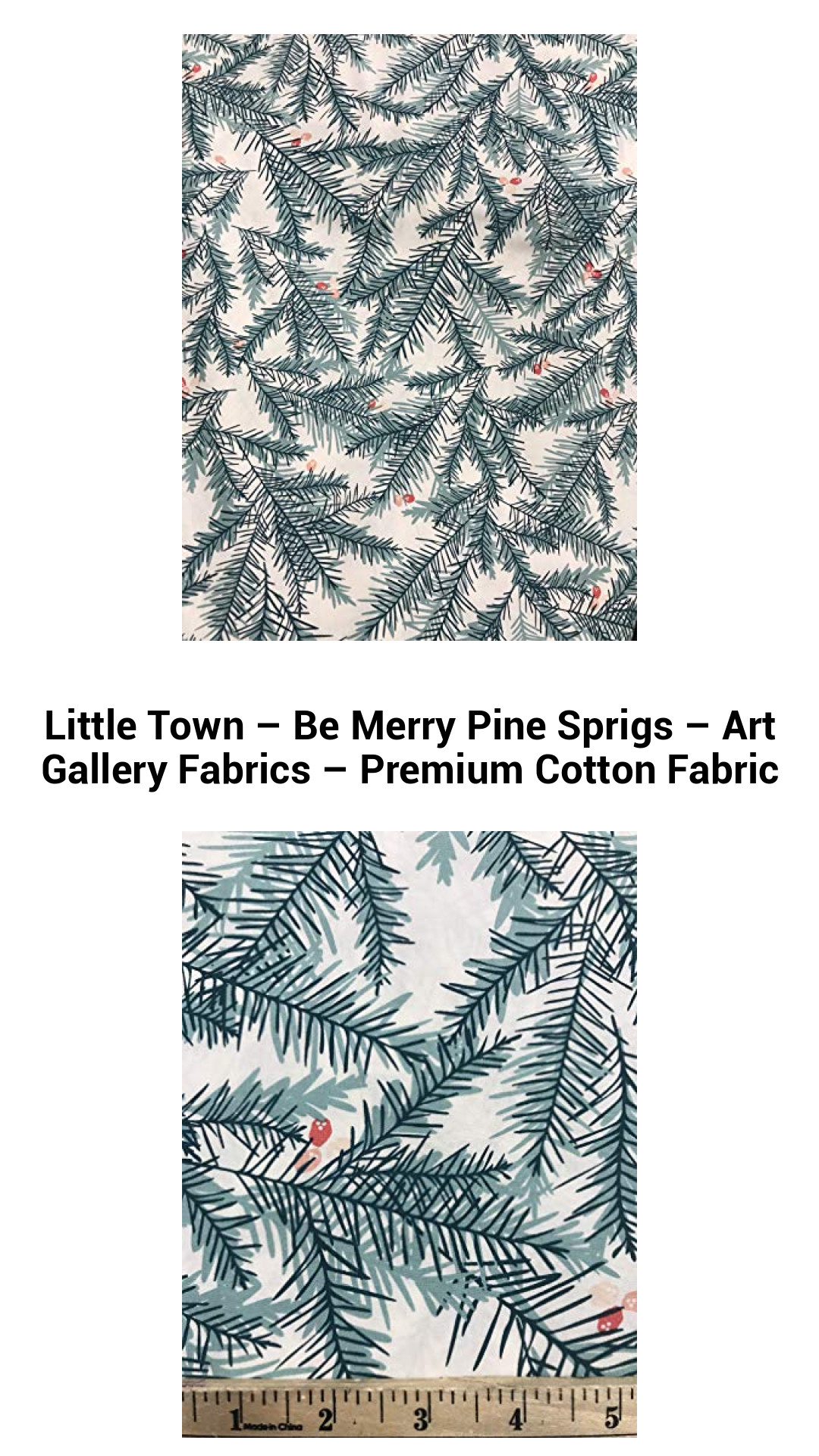 Festive Pine Sprigs Cotton Fabric - Little Town Collection by Art Gallery Fabrics - Premium Quality for Creative Projects