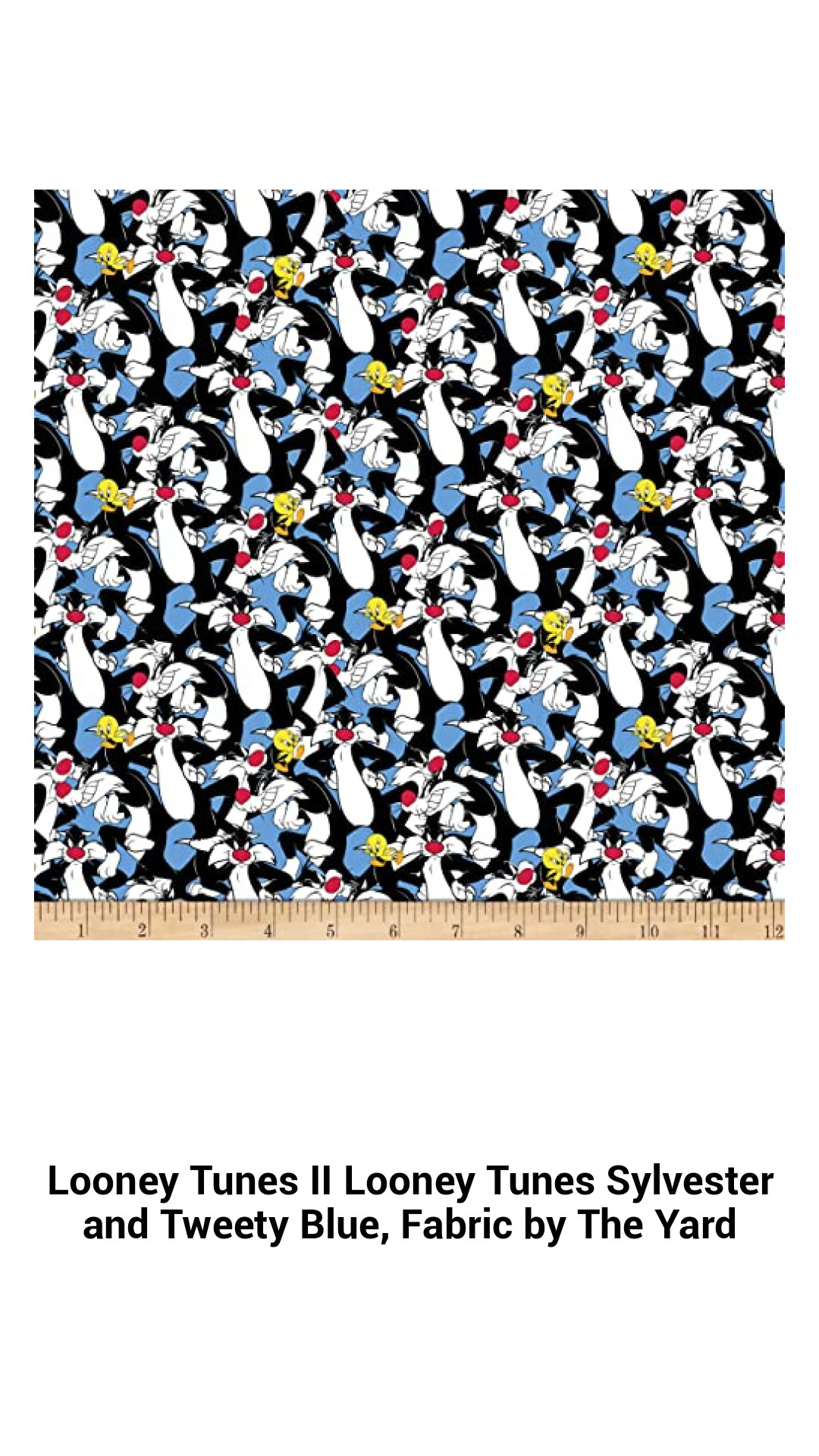 Premium Looney Tunes Fabric Featuring Sylvester and Tweety – Versatile Cotton for All Your Creative Projects