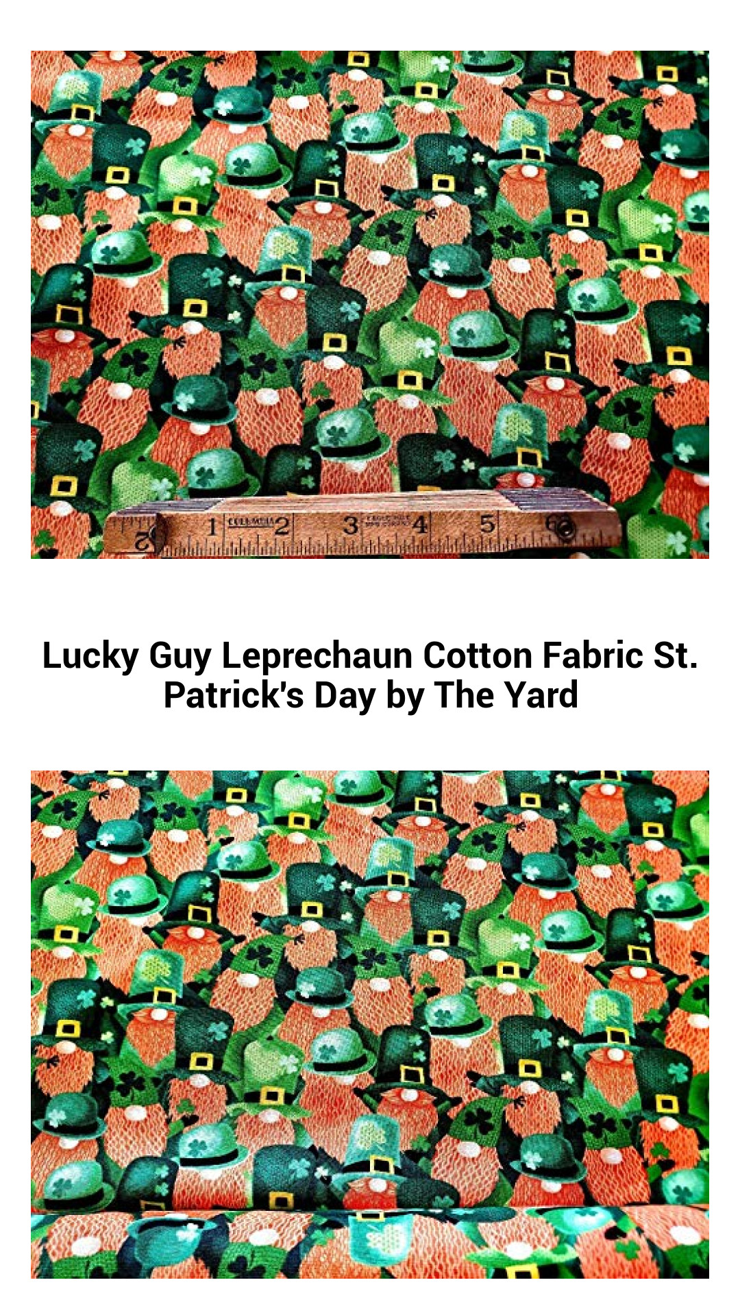 Lucky Guy Leprechaun Cotton Fabric St. Patrick's Day by The Yard Lucky Guy Leprechaun Cotton Fabric St. Patrick's Day by The Yard
