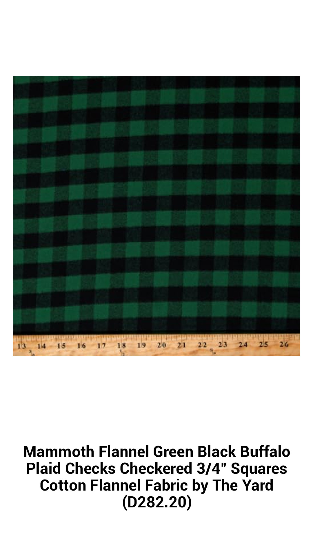 Premium Green and Black Buffalo Plaid Cotton Flannel Fabric - Cozy 3/4" Checkered Squares by the Yard