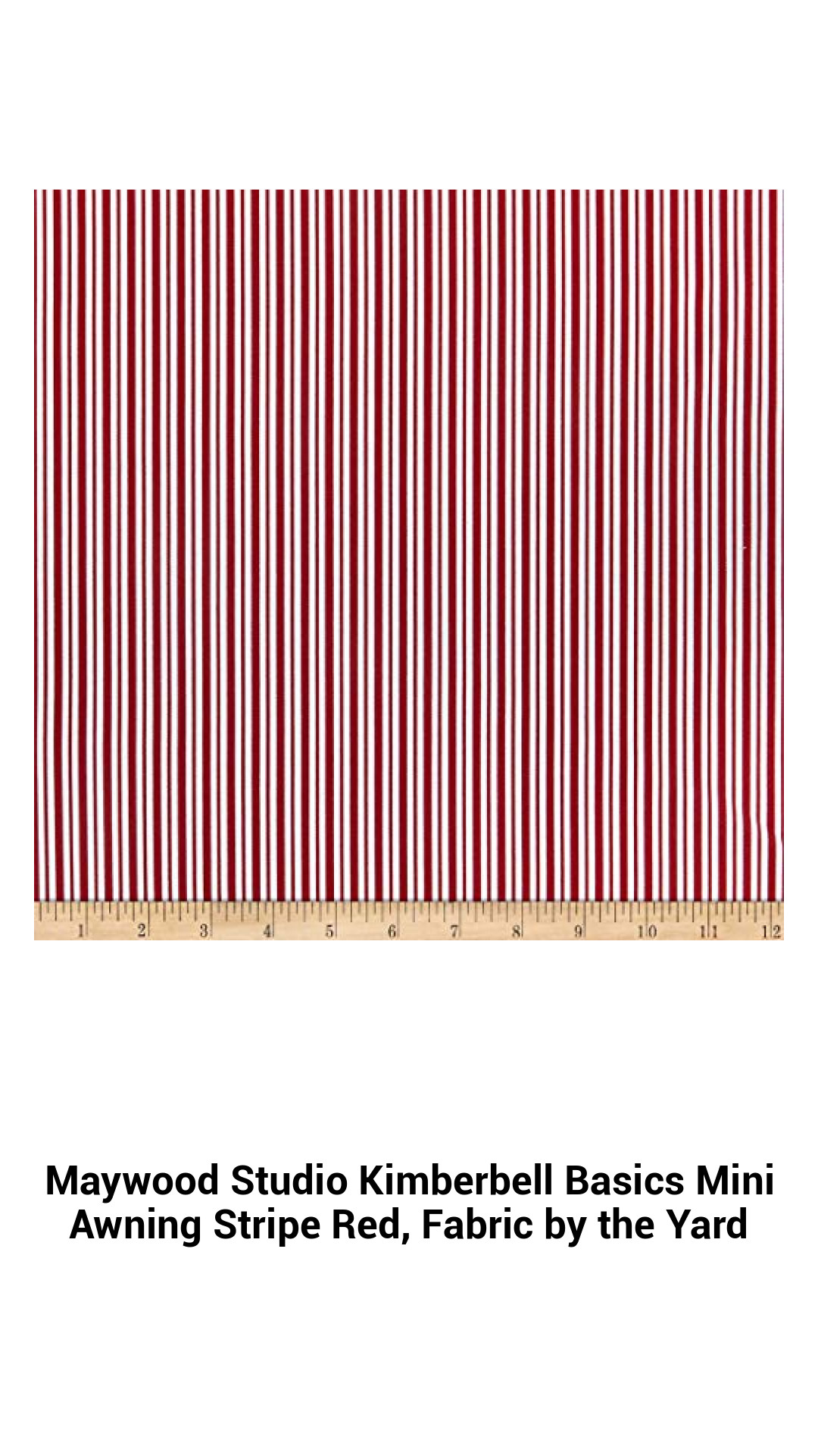 Vibrant Red Mini Awning Stripe Fabric by Maywood Studio – Perfect for Quilting and Creative Projects