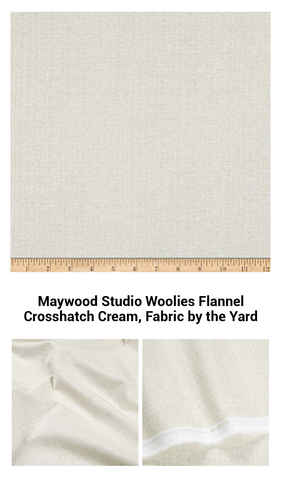 Luxurious Maywood Studio Woolies Flannel Crosshatch Fabric in Cream – Perfect for Quilting, Crafts, and Home Decor Projects by the Yard