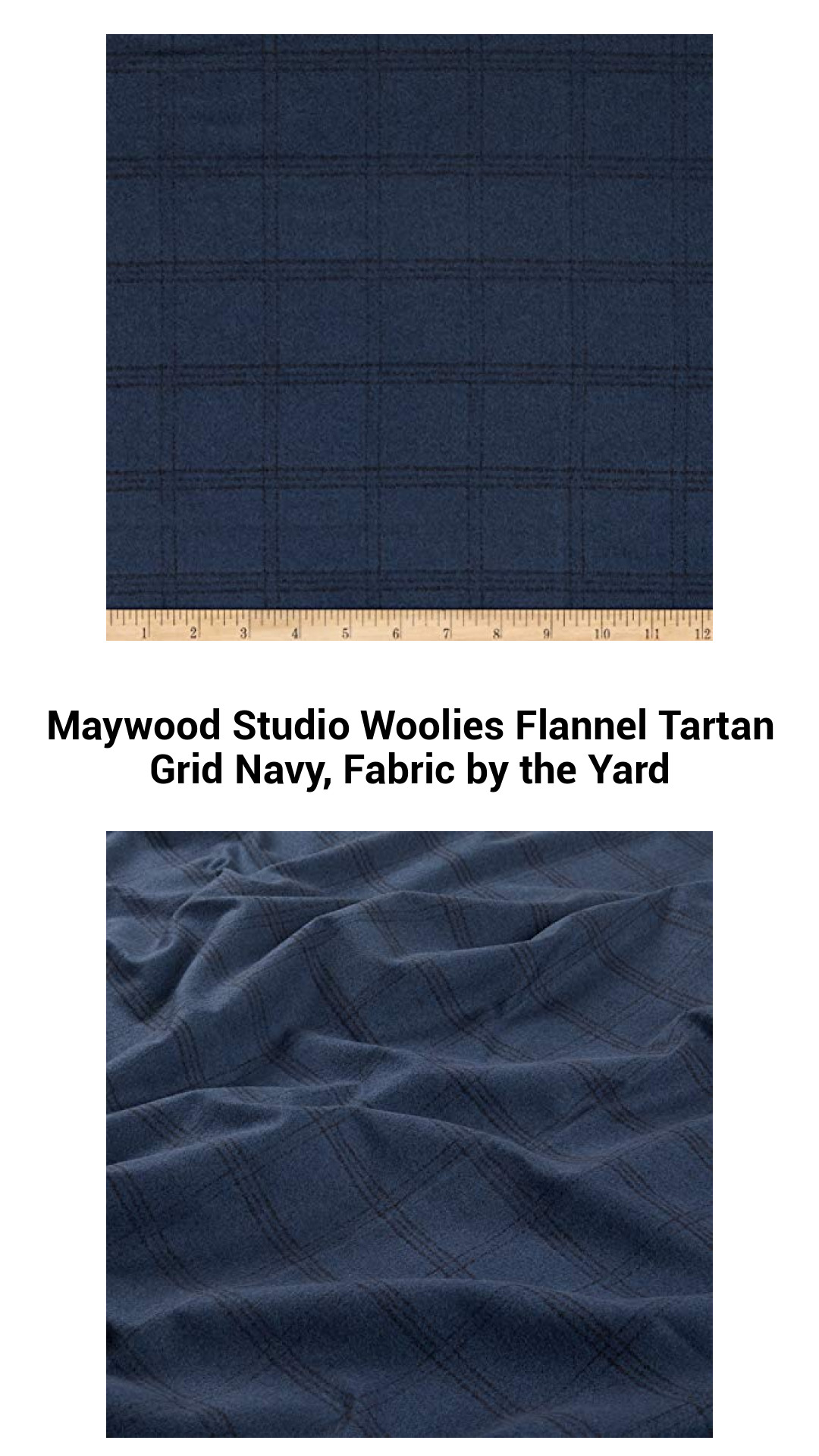 Luxurious Navy Tartan Grid Flannel Fabric by the Yard – Perfect for Quilting and Crafts