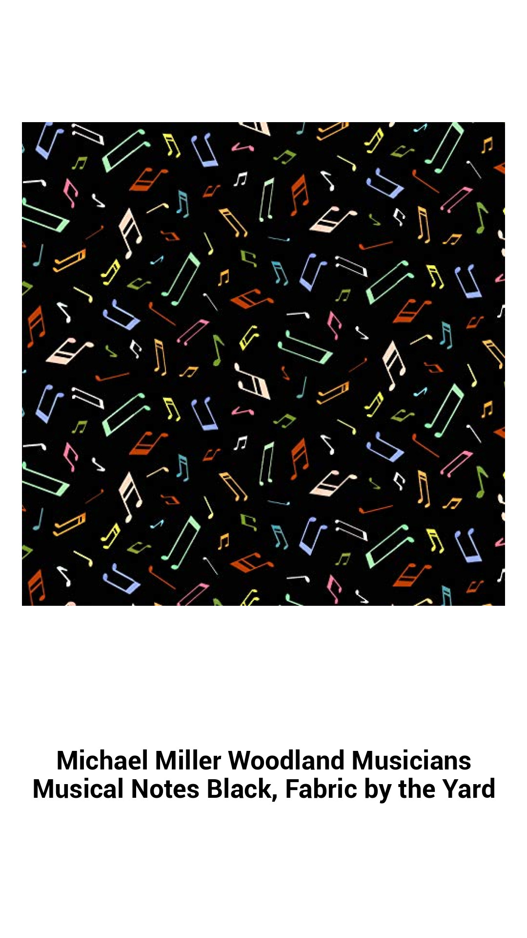 Enchanting Woodland Musicians Musical Notes Fabric – Versatile Black Cotton for Crafting and Quilting Projects