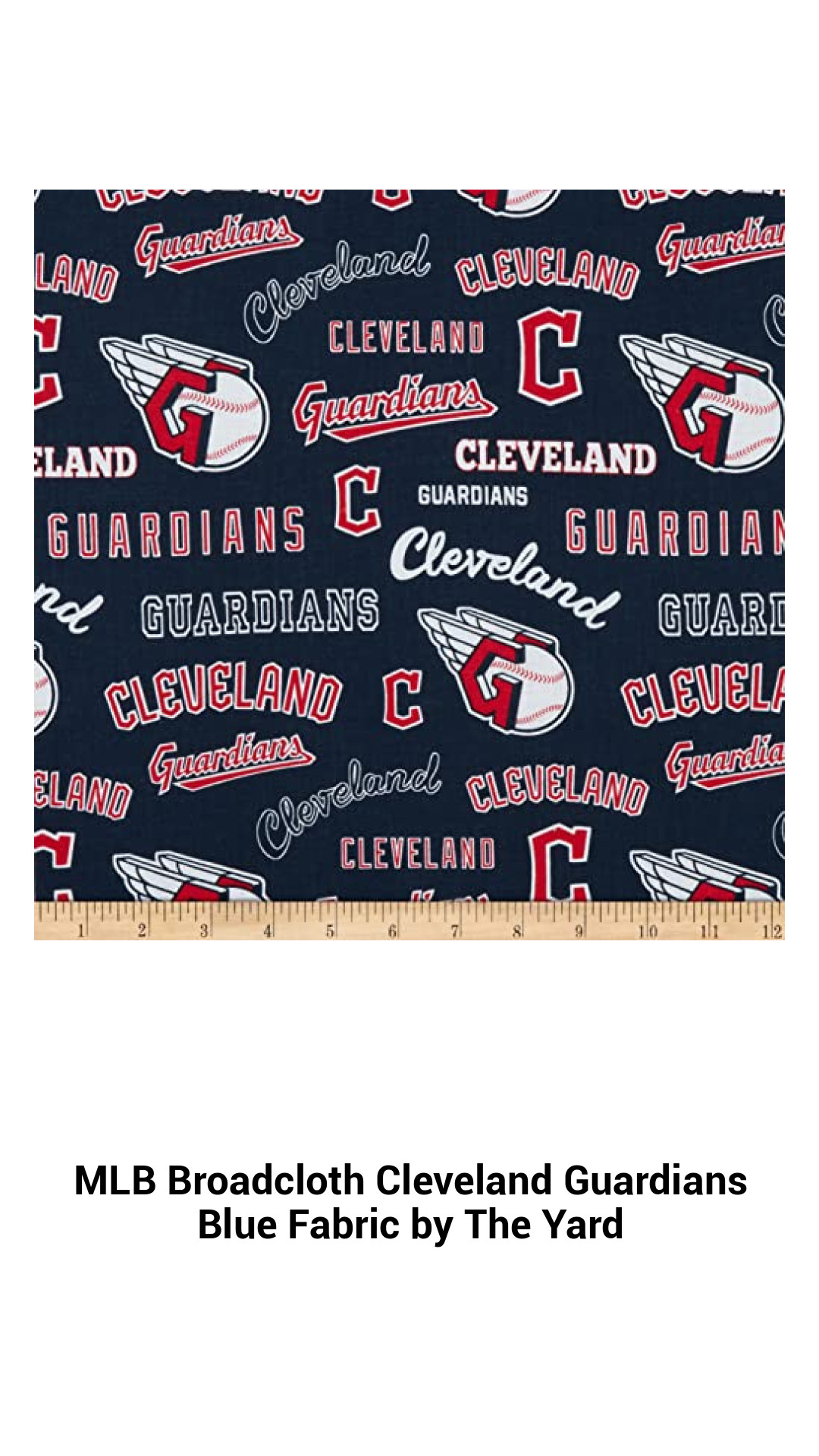 Premium MLB Cleveland Guardians Broadcloth Cotton Fabric - Perfect for Quilting, Crafts, and Apparel - Sold by the Yard