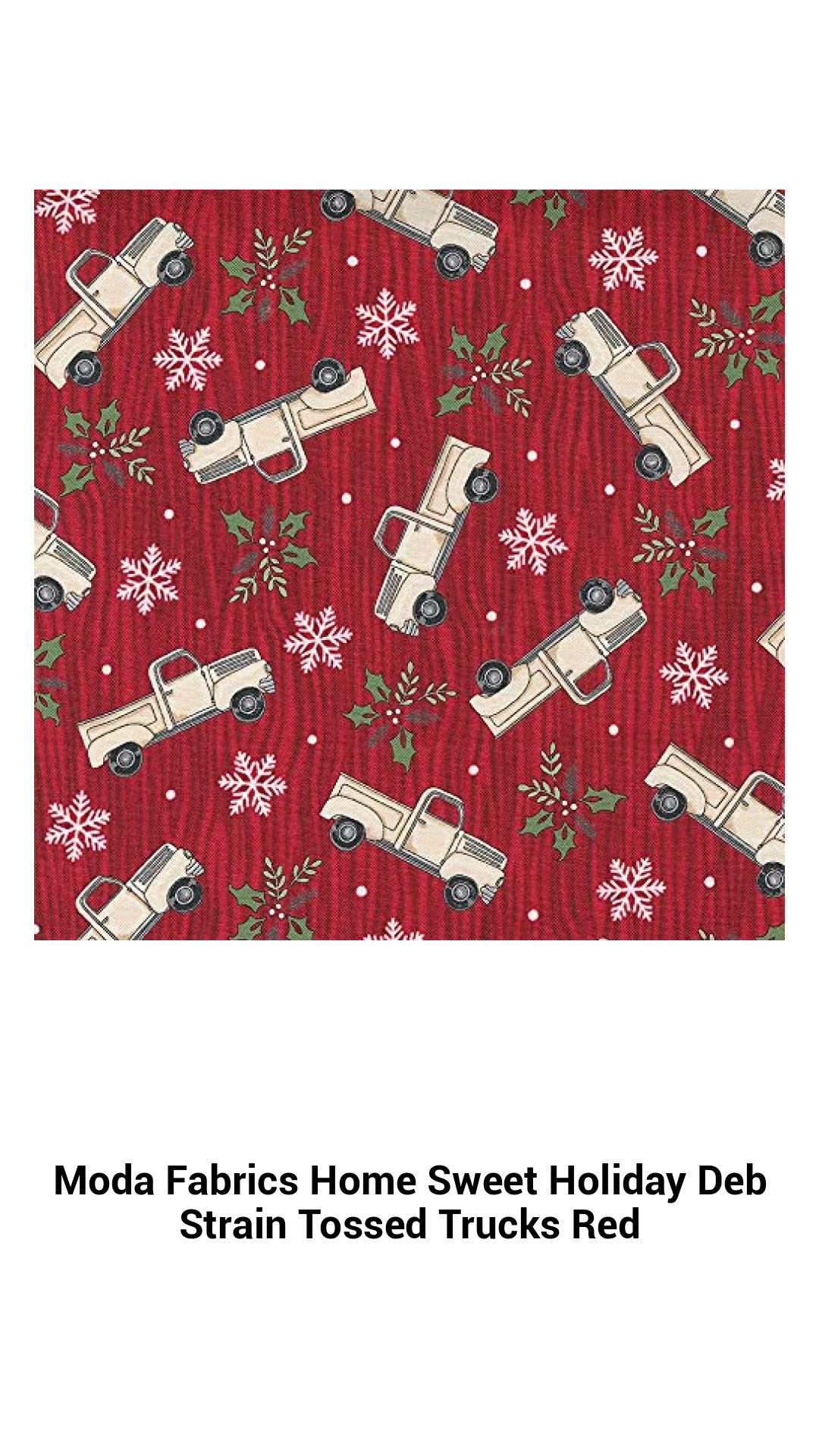 Cozy Holiday Vibes with Moda Fabrics Tossed Trucks in Vibrant Red - Ideal for Quilting and Crafting