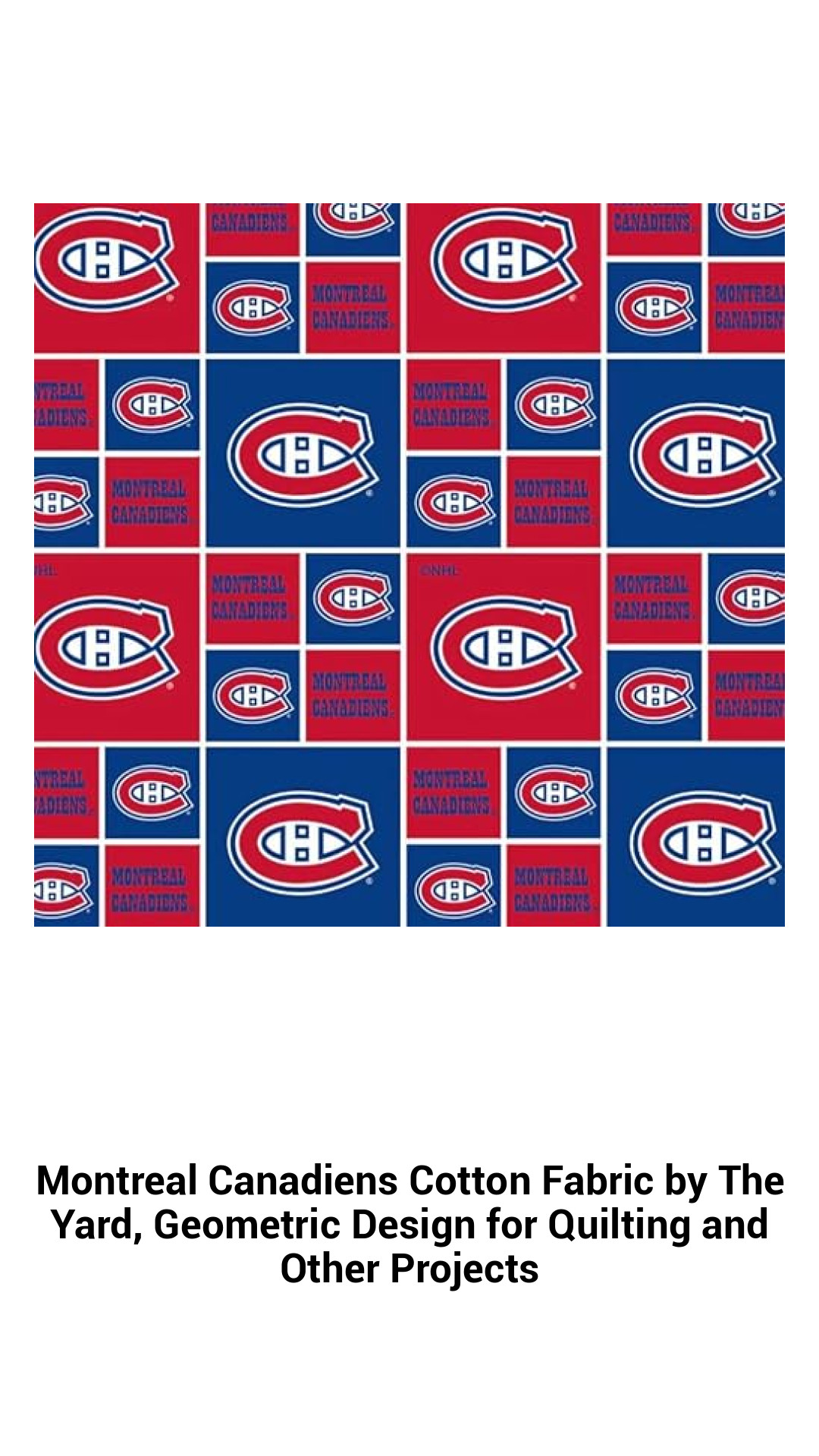 Montreal Canadiens Geometric Cotton Fabric by the Yard - Perfect for Quilting, Crafts, and Team Spirit Projects