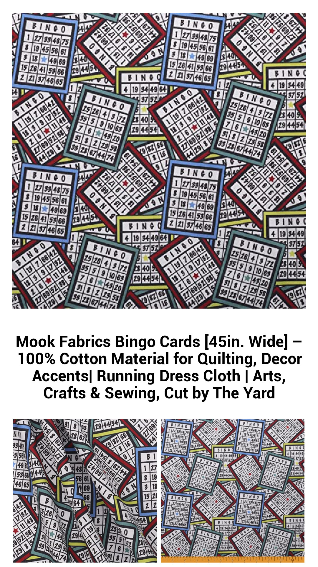 Premium 100% Cotton Bingo Fabric - 45in Wide for Quilting, Crafts, and Stylish Home Decor | Custom Cuts Available