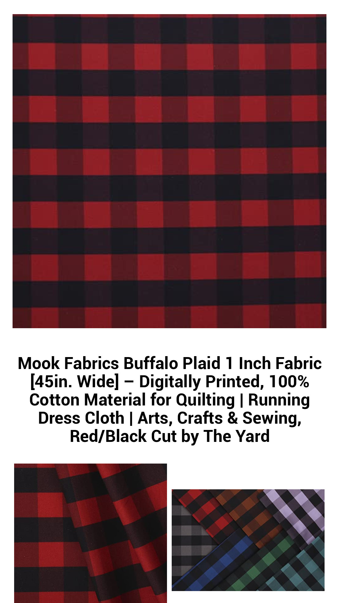 Unleash Your Creativity with Mook Fabrics Buffalo Plaid Cotton – 45" Wide, Premium Quality for Quilting, Apparel, and Home Décor – Cut by the Yard in Striking Red and Black