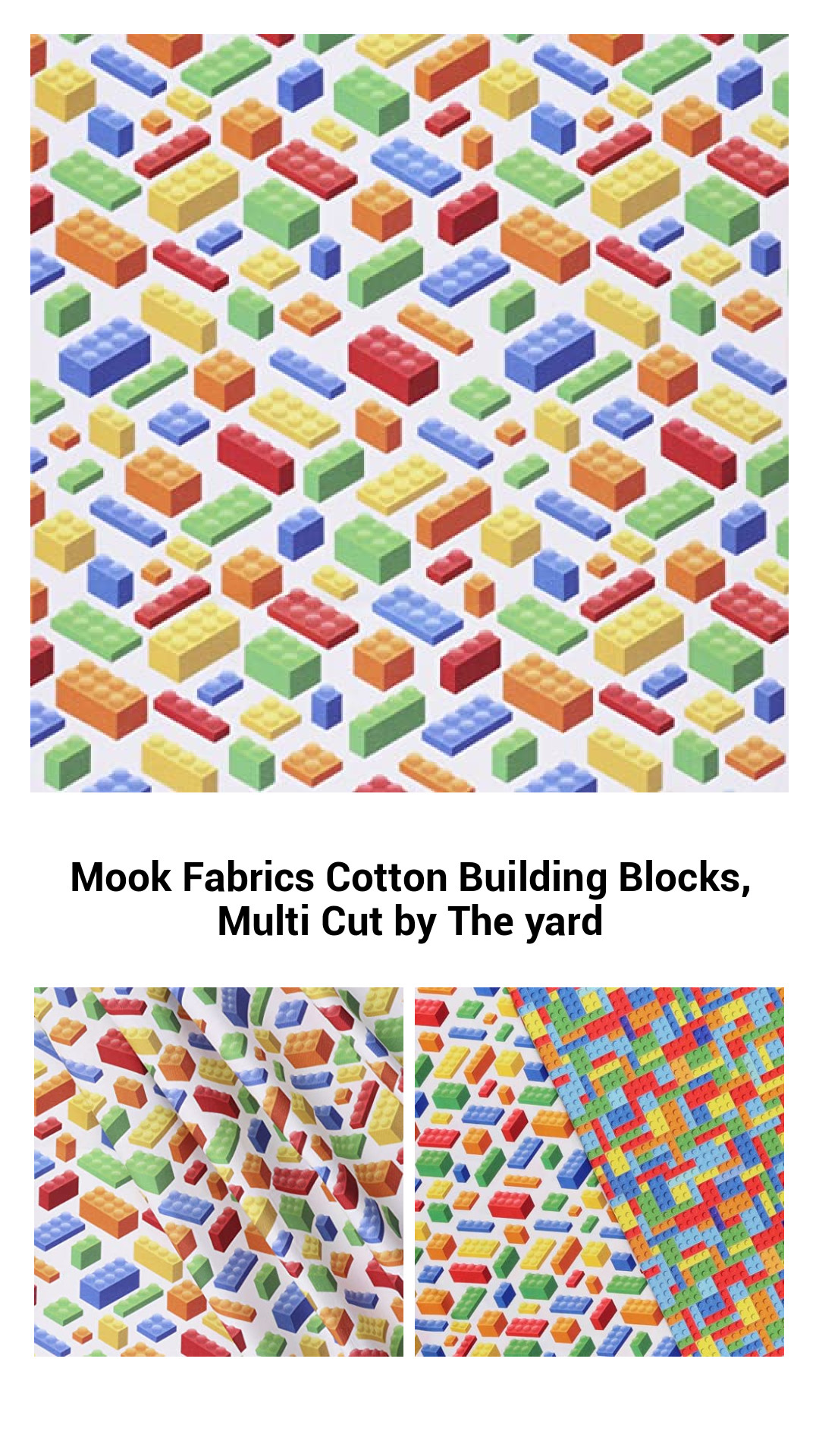 Mook Fabrics Cotton Building Blocks, Multi Cut by The yard Mook Fabrics Cotton Building Blocks, Multi Cut by The yard