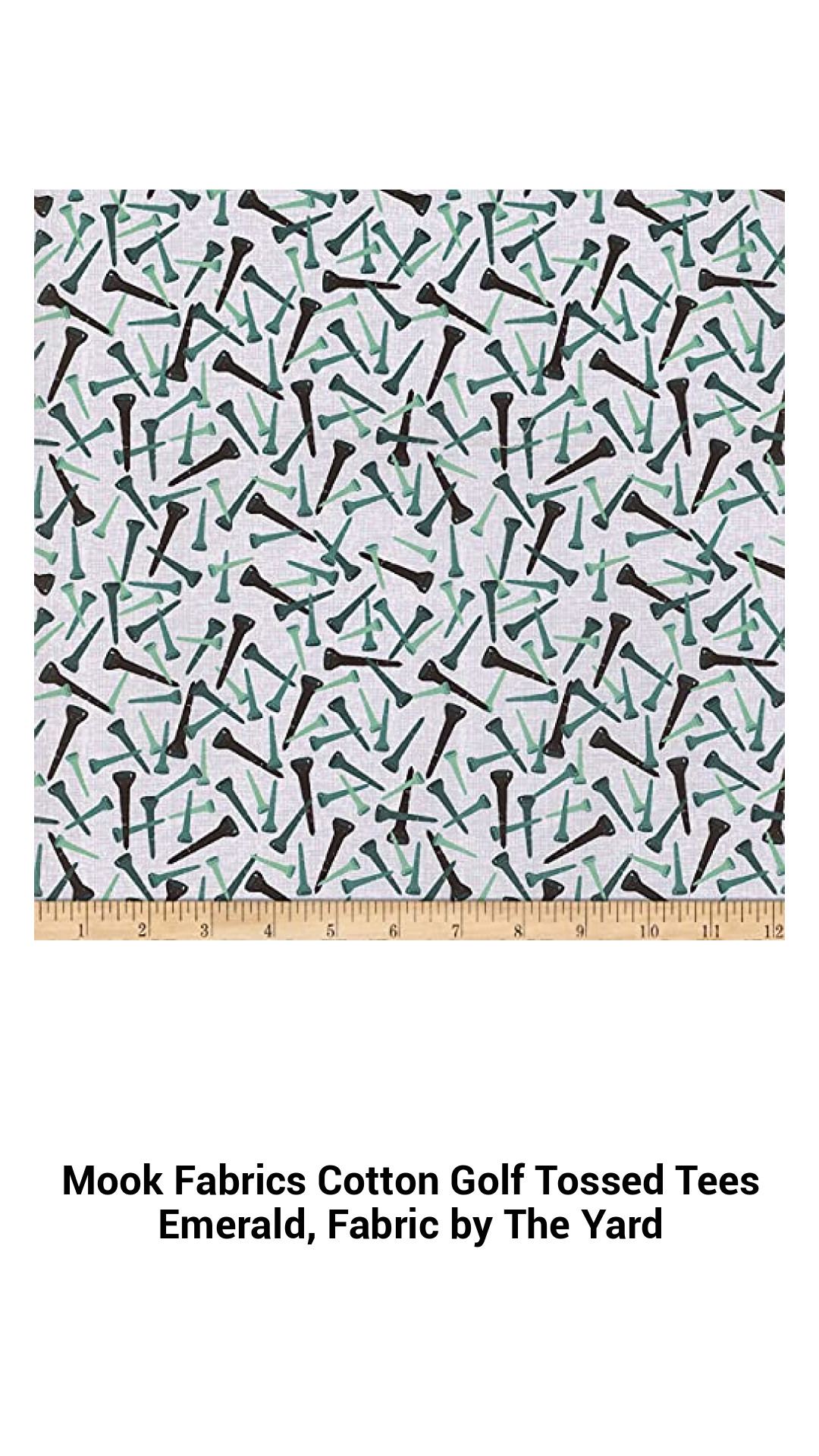 Luxurious Emerald Cotton Golf Fabric - Tossed Tees Print by Mook Fabrics, Perfect for Quilting & Crafting