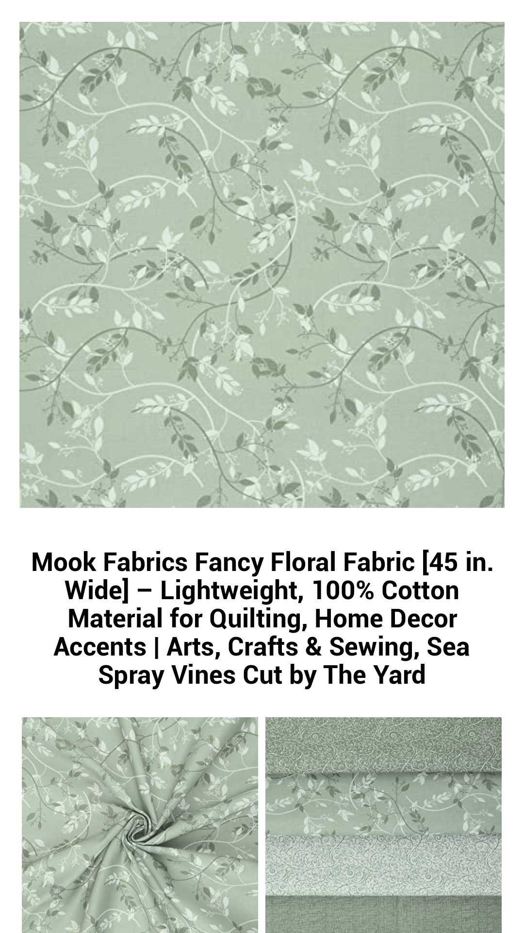 Luxurious Sea Spray Floral Cotton Fabric - 45-Inch Wide, Lightweight and Versatile for Quilting, Sewing, and Home Decor - Perfect for Creative Projects