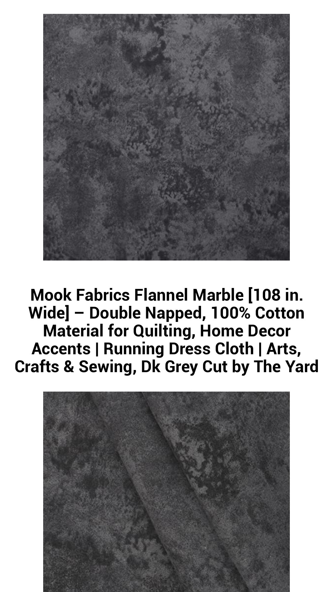 Mook Fabrics Double Napped Cotton Flannel Marble - 108" Wide Super Soft Fabric for Quilting, Apparel, and Home Decor in Elegant Dark Grey, Custom Cuts Available