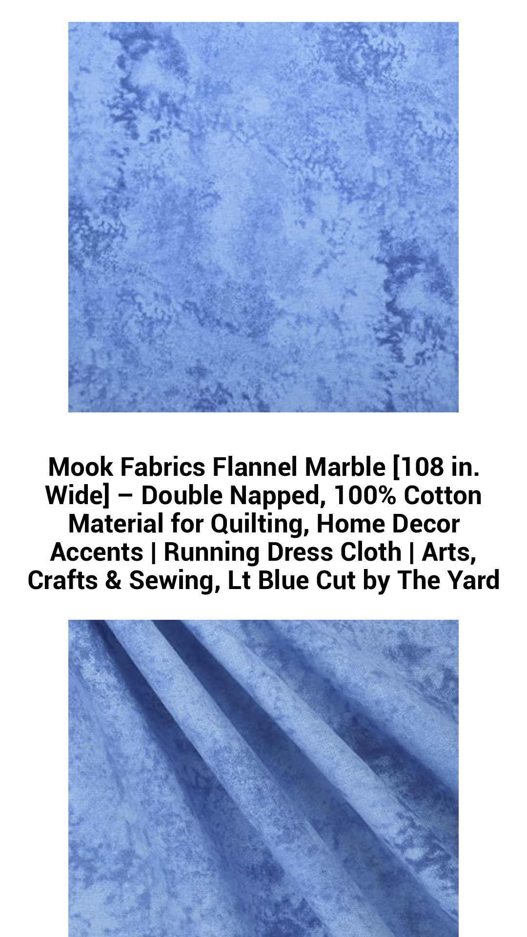 Mook Fabrics Double-Napped Flannel Marble - 108" Wide 100% Cotton Fabric for Quilting, Fashion, and Home Decor in Light Blue - Perfect for Arts & Crafts Projects