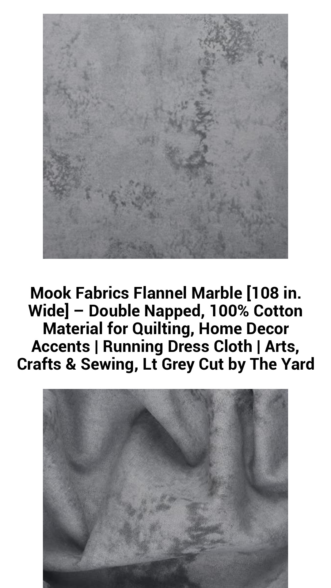 Luxurious Light Grey Flannel Marble Fabric – 108-Inch Wide, Double Napped 100% Cotton for Quilting, Apparel, and Home Decor – Custom Cuts Available