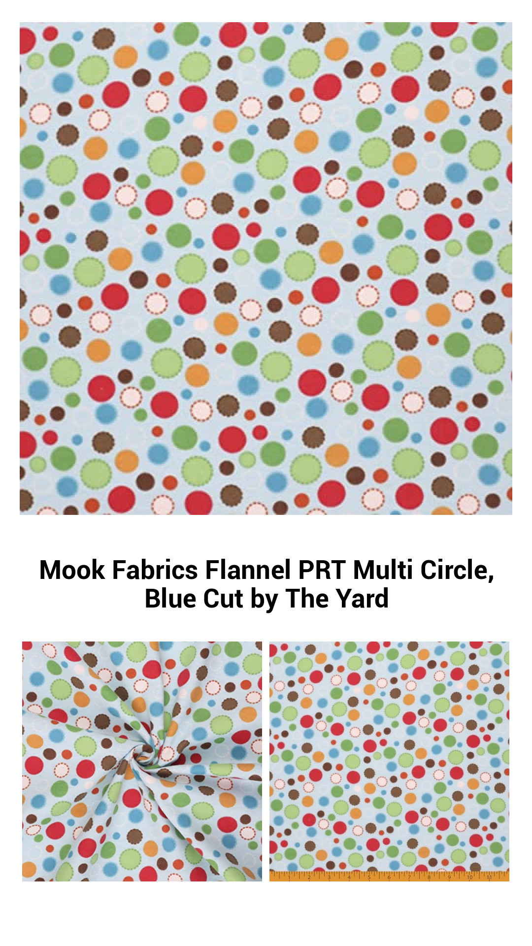 Mook Fabrics Flannel PRT Multi Circle, Blue Cut by The Yard Mook Fabrics Flannel PRT Multi Circle, Blue Cut by The Yard