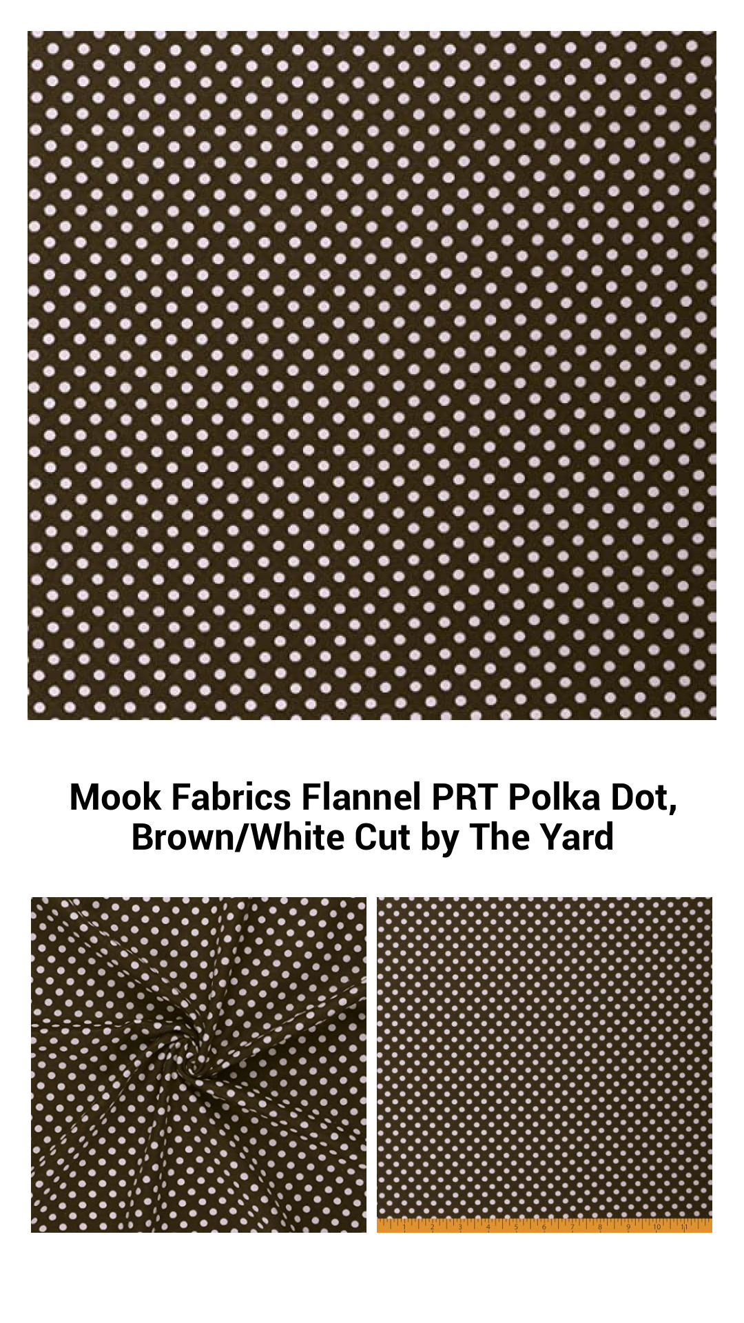 Mook Fabrics Premium Brown and White Polka Dot Flannel - Versatile Cotton Fabric Cut by The Yard for Quilting, Apparel, and Crafts