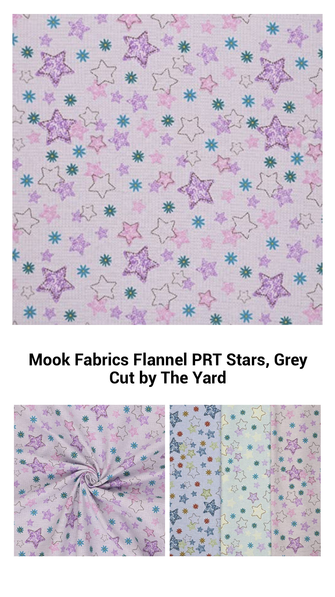 Premium Grey Star-Print Flannel Fabric by Mook Fabrics – Versatile Cotton Material for Quilting, Apparel, and Home Decor – Cut by the Yard