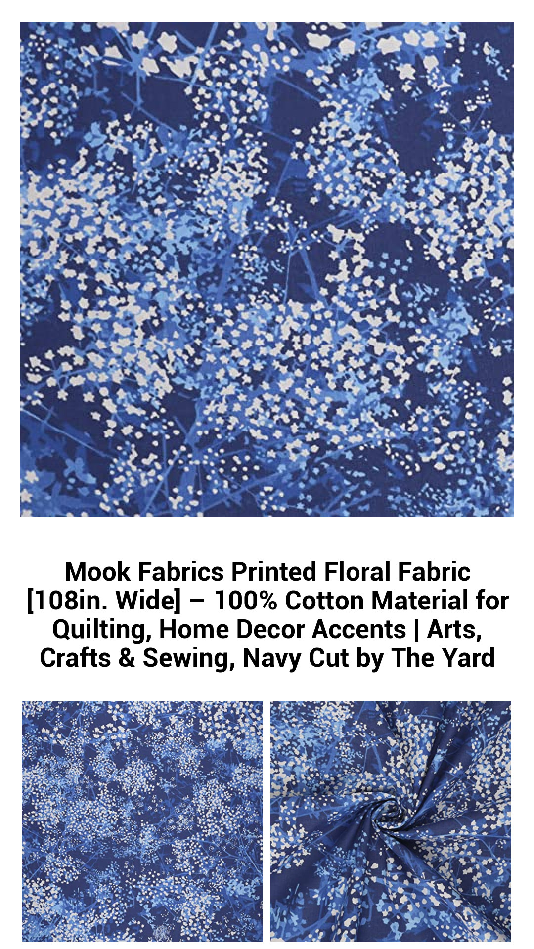 Premium 108-Inch Wide Floral Print Cotton Fabric – Perfect for Quilting, Home Decor & Crafting | Versatile Sewing Material Cut by the Yard