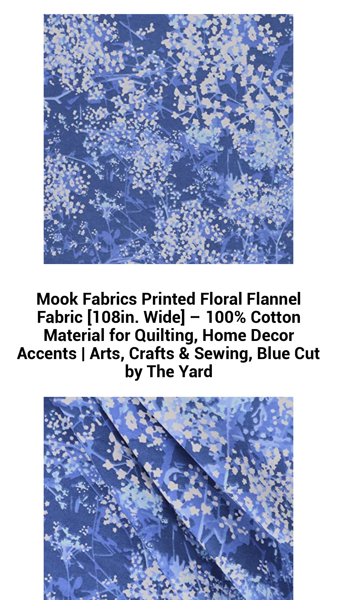 Luxurious Floral Cotton Flannel Fabric - 108in Wide for Quilting, Sewing, and Home Décor Projects | 100% Soft Cotton, Cut by the Yard