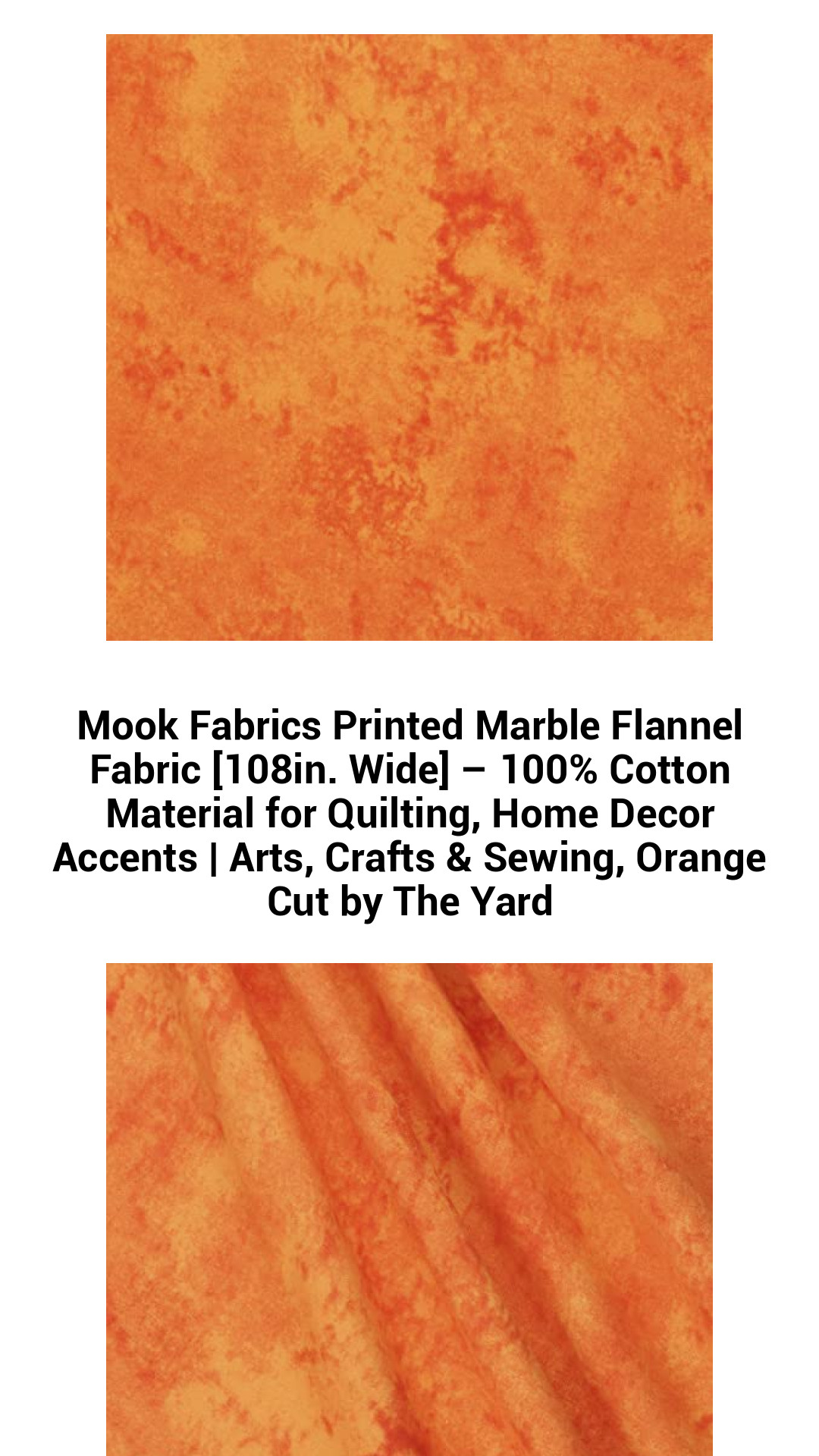 Luxurious 108-Inch Printed Marble Flannel Fabric – 100% Cotton for Quilting, Home Decor, and Crafting | Stylish Orange Prints Available by the Yard
