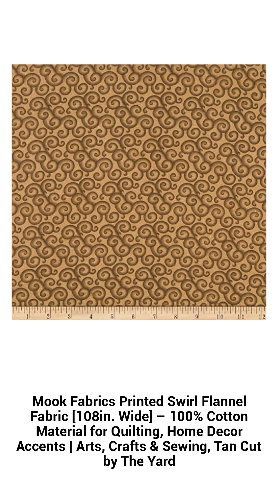 Luxurious Printed Swirl Flannel Fabric in Tan – Extra Wide 100% Cotton for Quilting, Crafts, and Home Decor by Mook Fabrics