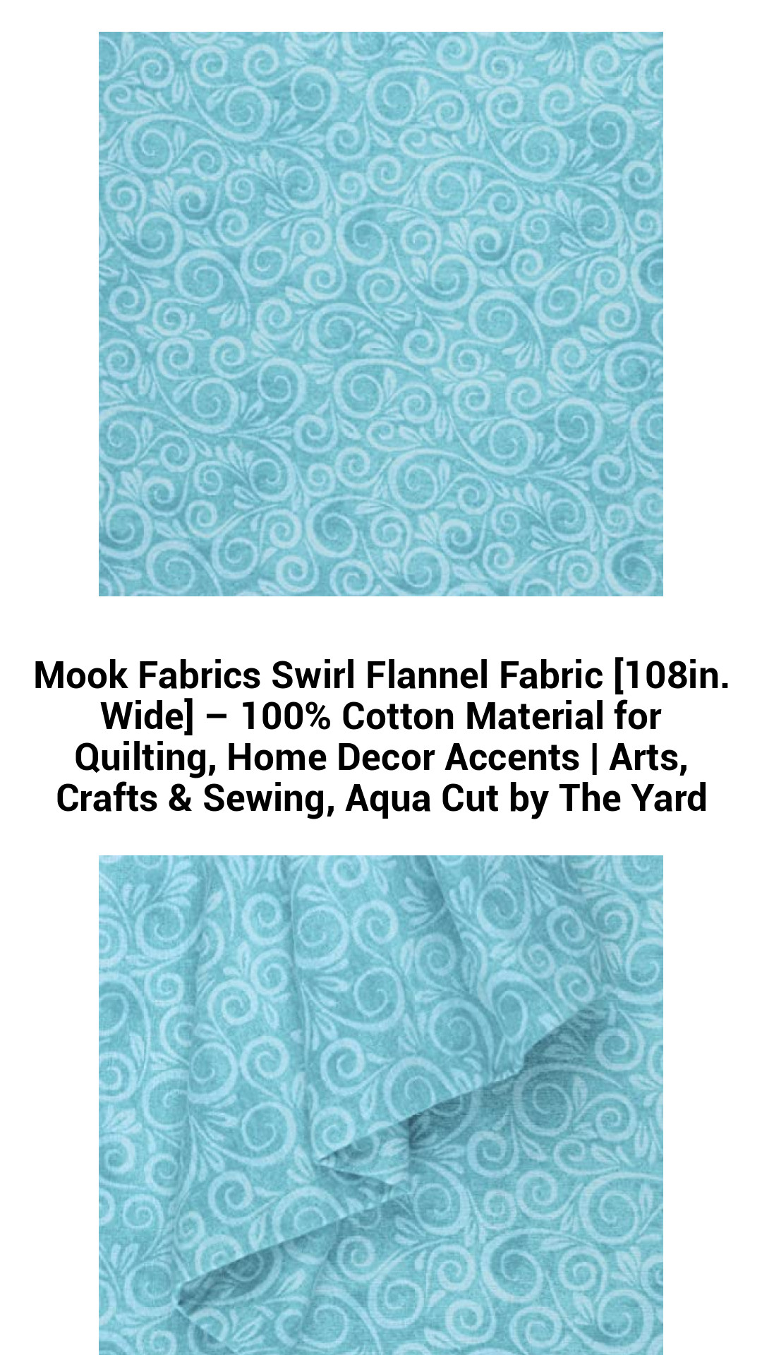 Aqua Swirl Flannel Fabric by Mook Fabrics - 108" Wide 100% Cotton for Quilting, Crafts & Home Decor - Custom Cut by the Yard