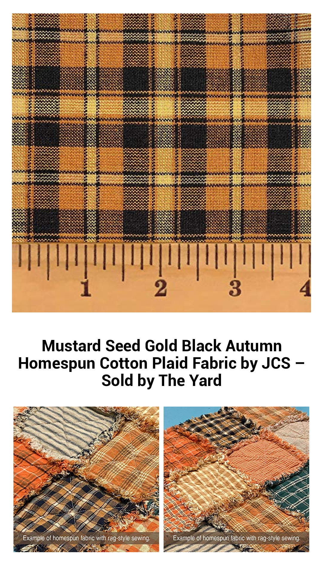 Mustard Seed Gold Black Autumn Homespun Cotton Plaid Fabric by JCS – Sold by The Yard Mustard Seed Gold Black Autumn Homespun Cotton Plaid Fabric by JCS – Sold by The Yard