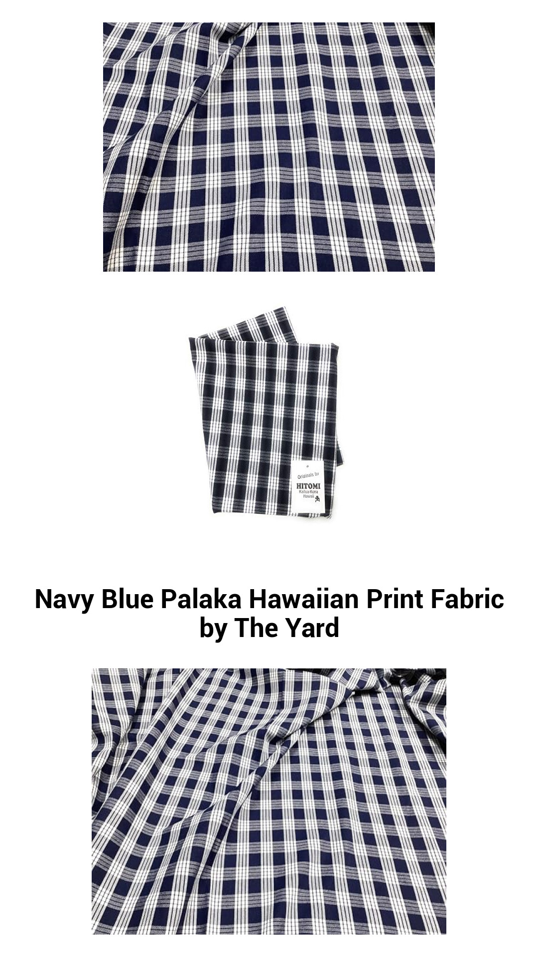 Navy Blue Palaka Hawaiian Print Fabric by The Yard Navy Blue Palaka Hawaiian Print Fabric by The Yard