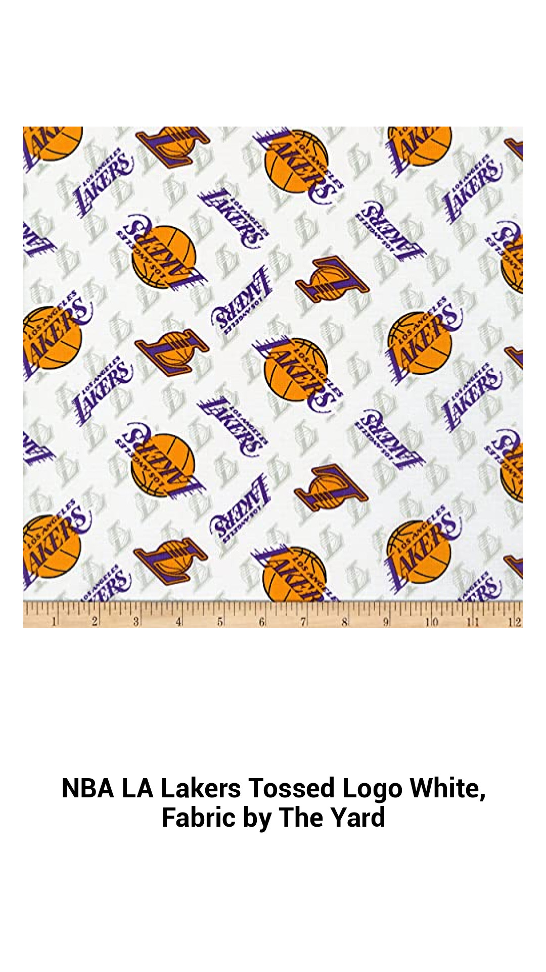 Premium LA Lakers Logo Fabric by the Yard – Versatile, Lightweight Cotton for Quilting, Apparel, and Crafts