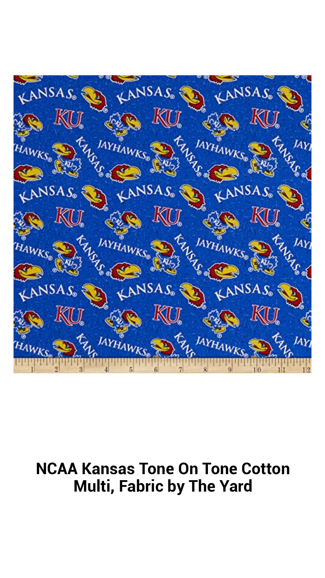 Kansas Jayhawks Cotton Fabric by the Yard - Premium Quality for Quilting, Apparel, and Home Decor