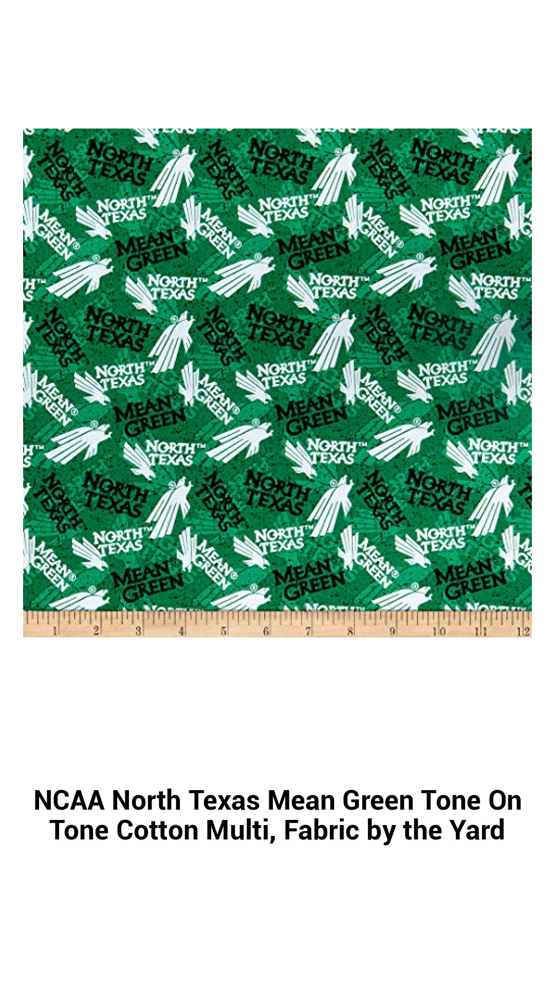 NCAA North Texas Mean Green Tone On Tone Cotton Multi, Fabric by the Yard NCAA North Texas Mean Green Tone On Tone Cotton Multi, Fabric by the Yard