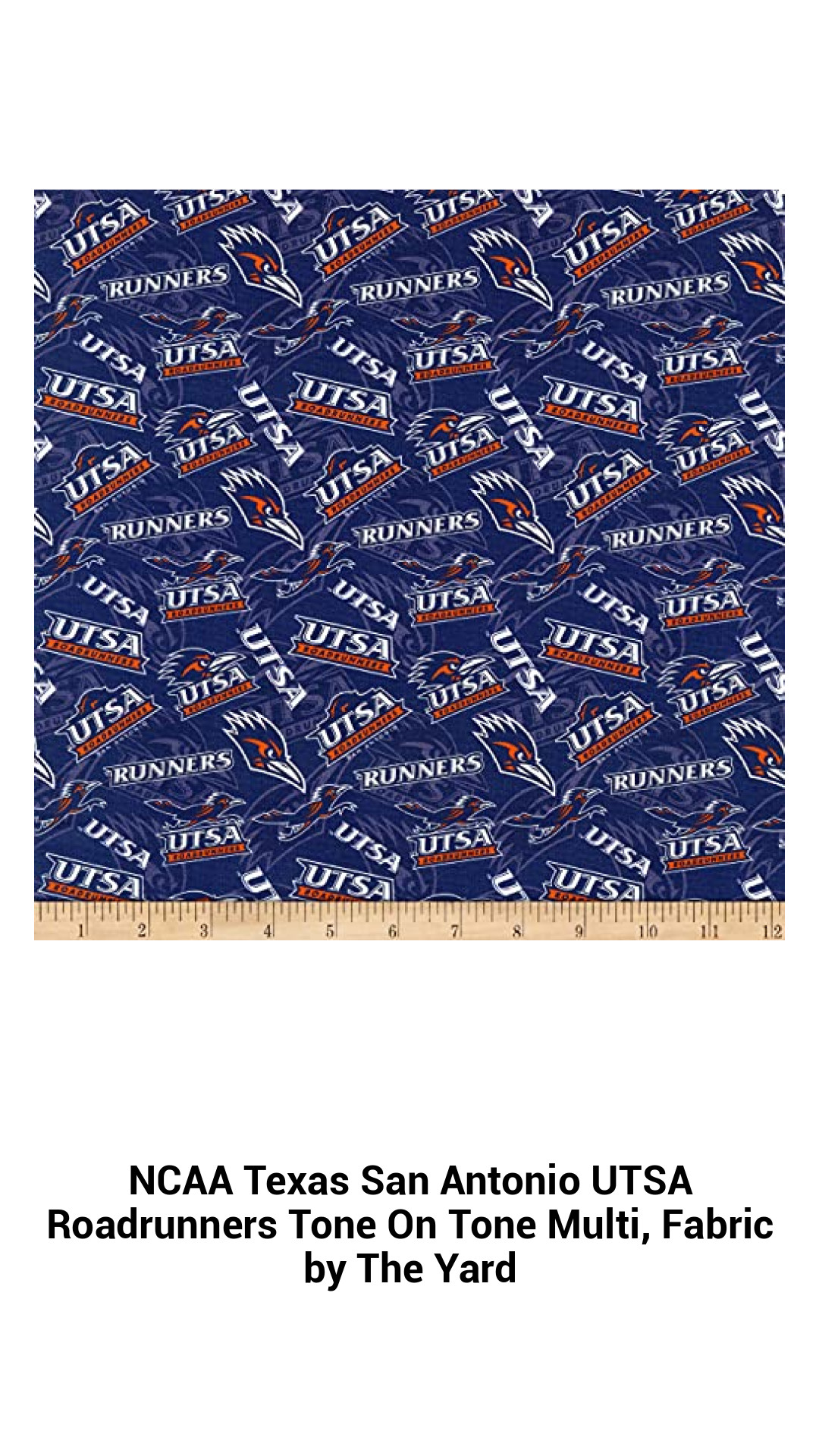 Premium NCAA UTSA Roadrunners Fabric by the Yard - Versatile Lightweight Cotton for Quilting, Fashion, and Crafts