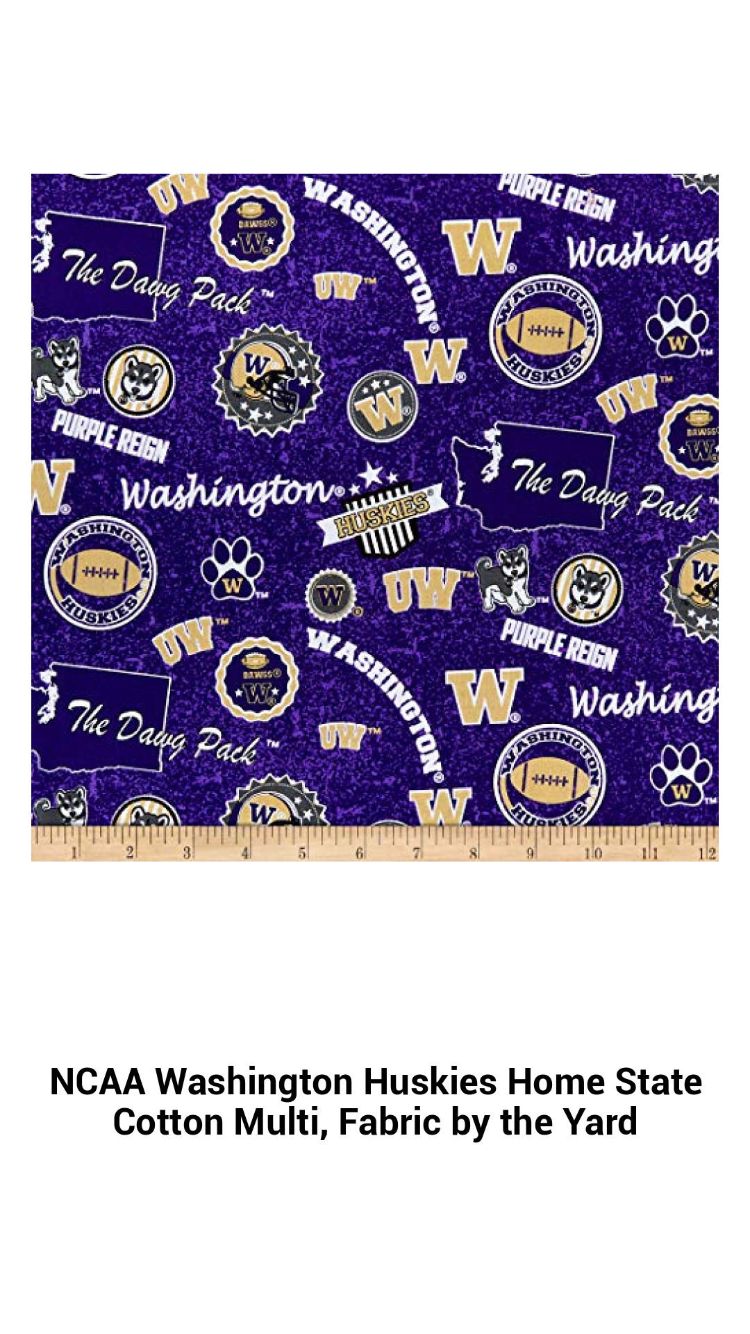 NCAA Washington Huskies Cotton Fabric by the Yard - Perfect for Quilting, Fashion & Craft Projects