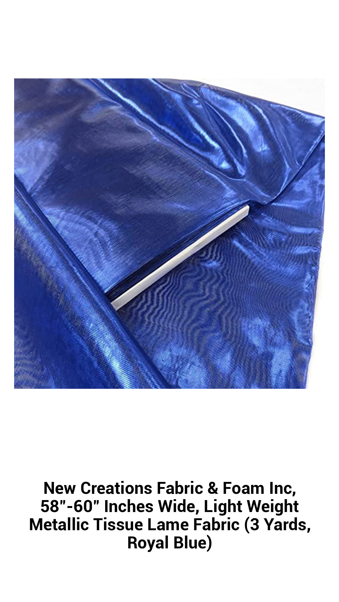 Royal Blue Metallic Tissue Lame Fabric - Lightweight 58"-60" Wide, Perfect for Costumes and Crafts (3 Yards)