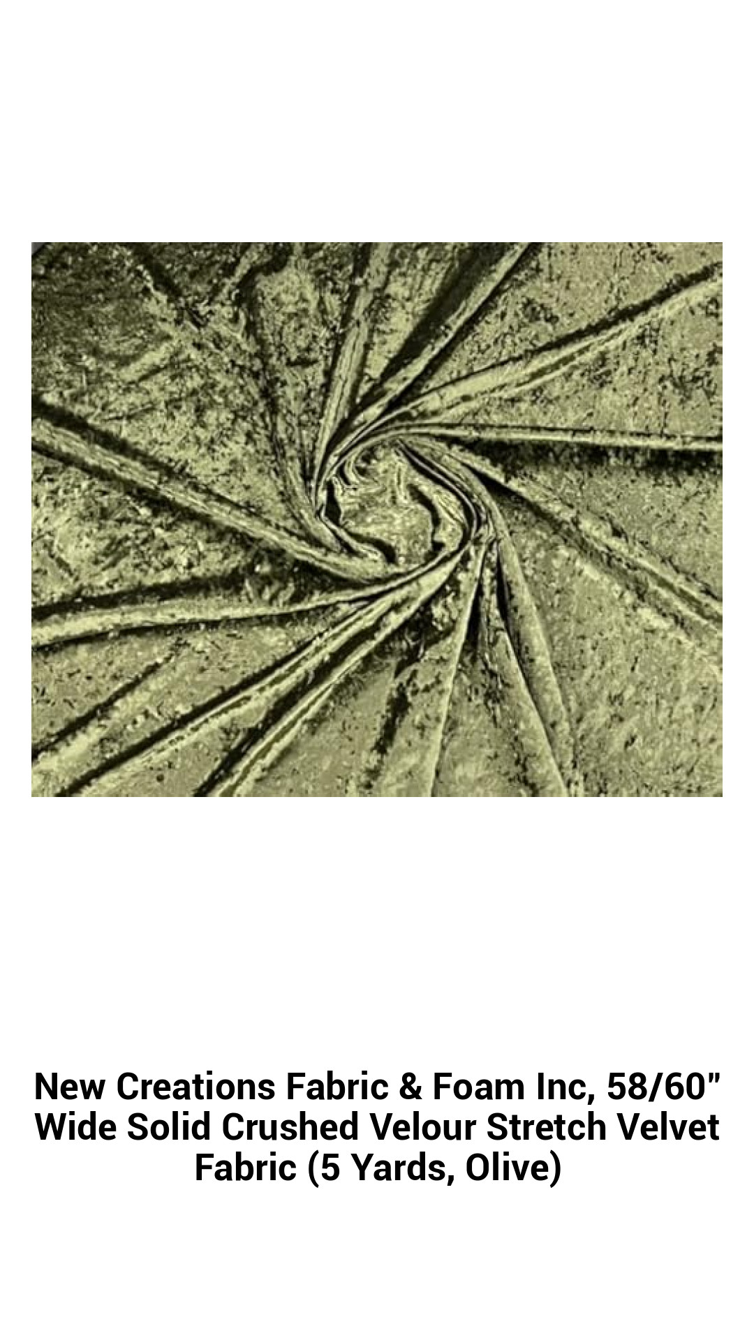 Luxurious Olive Stretch Velvet Fabric - 58/60" Wide Solid Crushed Velour for Elegant Creations (5 Yards)