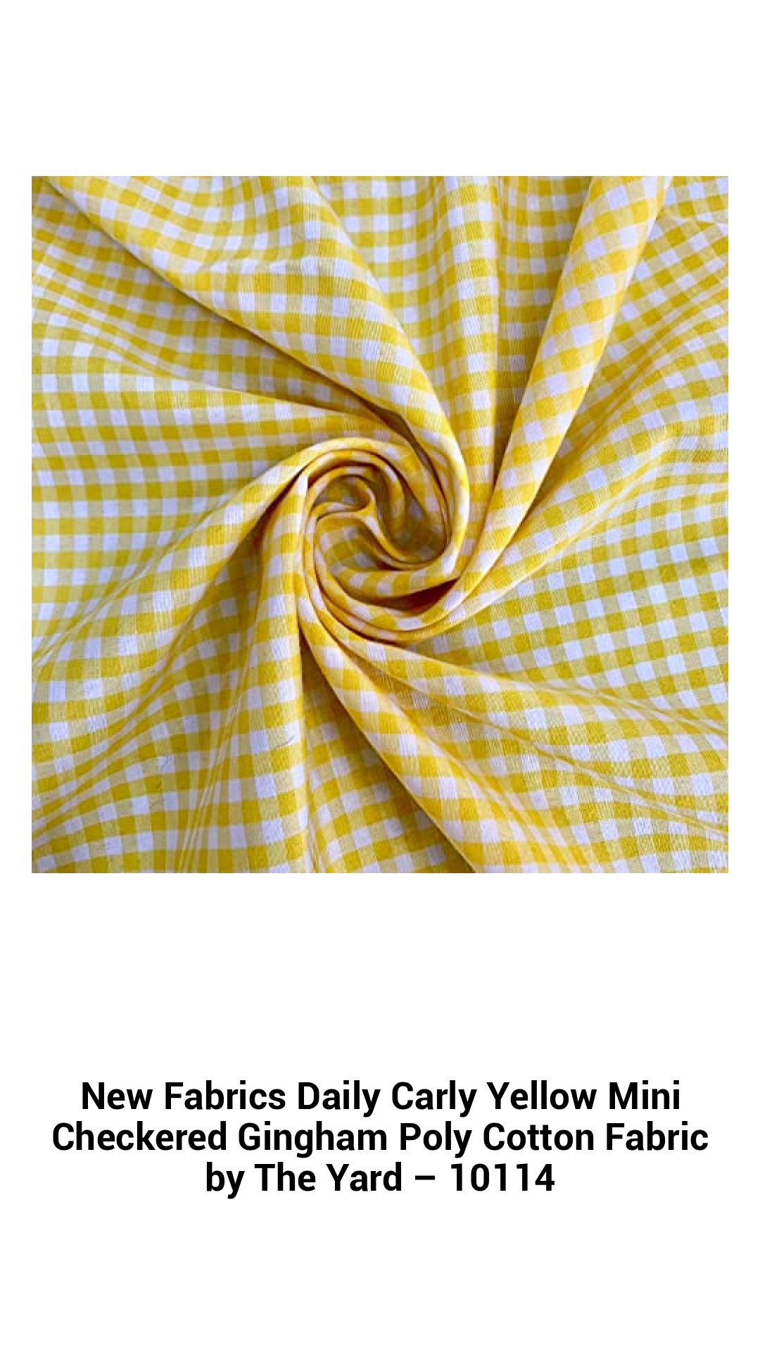 Stylish Carly Yellow Mini Checkered Gingham Poly Cotton Fabric - Perfect for Crafting and DIY Projects by The Yard