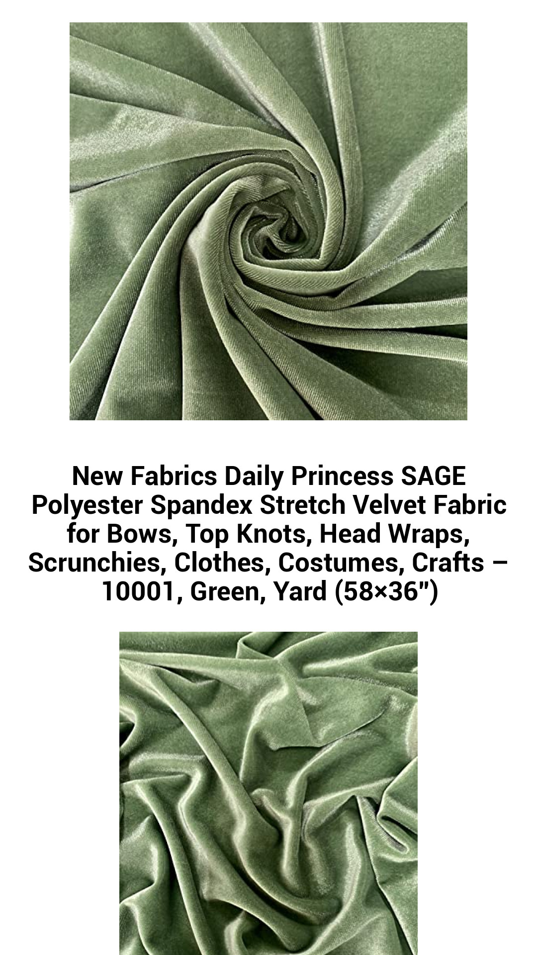 Luxe SAGE Stretch Velvet Fabric - Versatile Polyester Spandex for Chic Bows, Head Wraps, Costumes, and More - 58" Wide, Perfect for Crafting and Fashion
